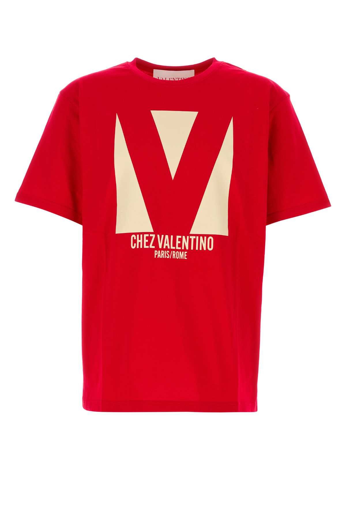 Valentino Red Cotton T-Shirt Size US L / EU 52-54 / 3 - 1 Thumbnail