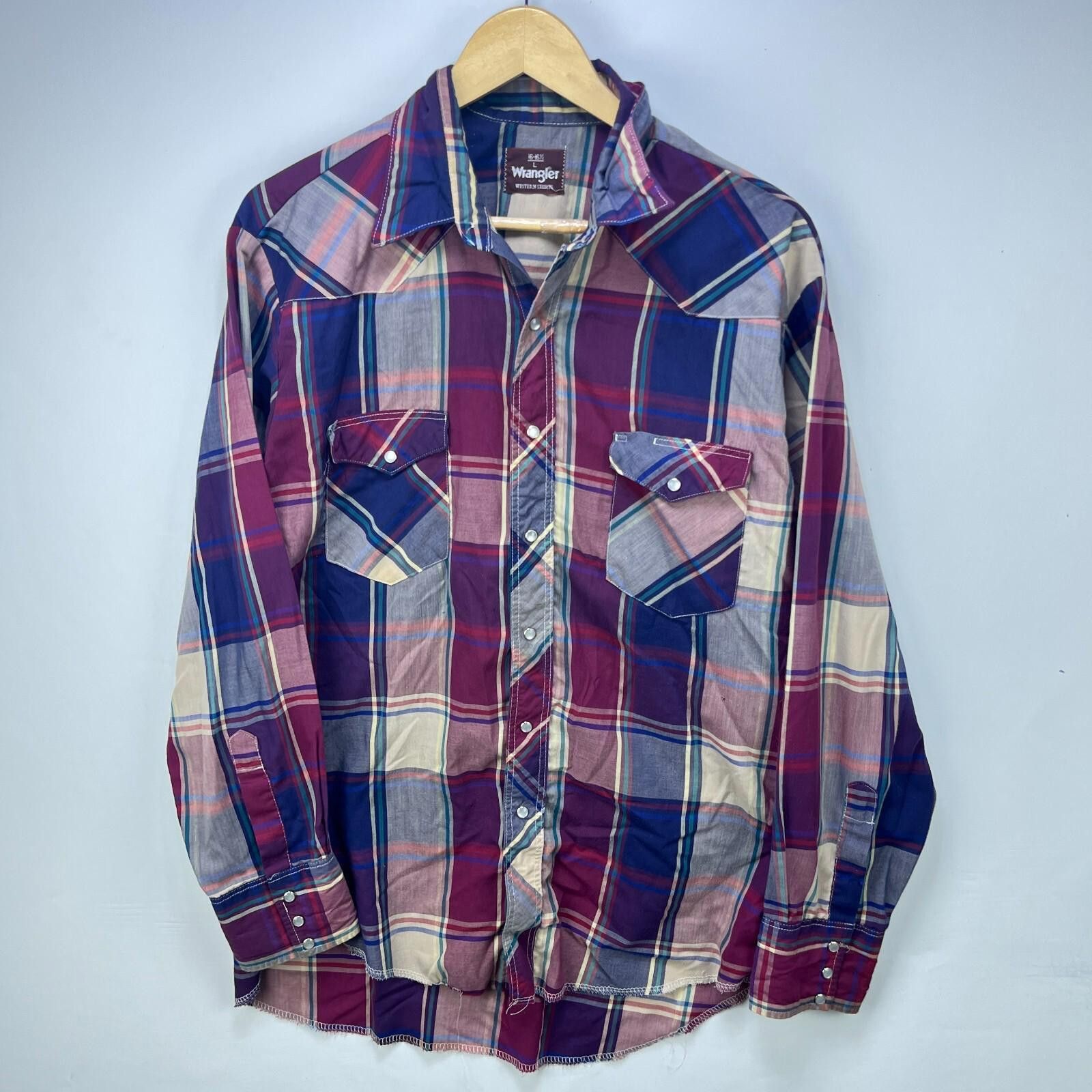 Wrangler Vintage 90s Wrangler Snap Button Long Sleeve Shirt Large Size US L / EU 52-54 / 3 - 1 Thumbnail