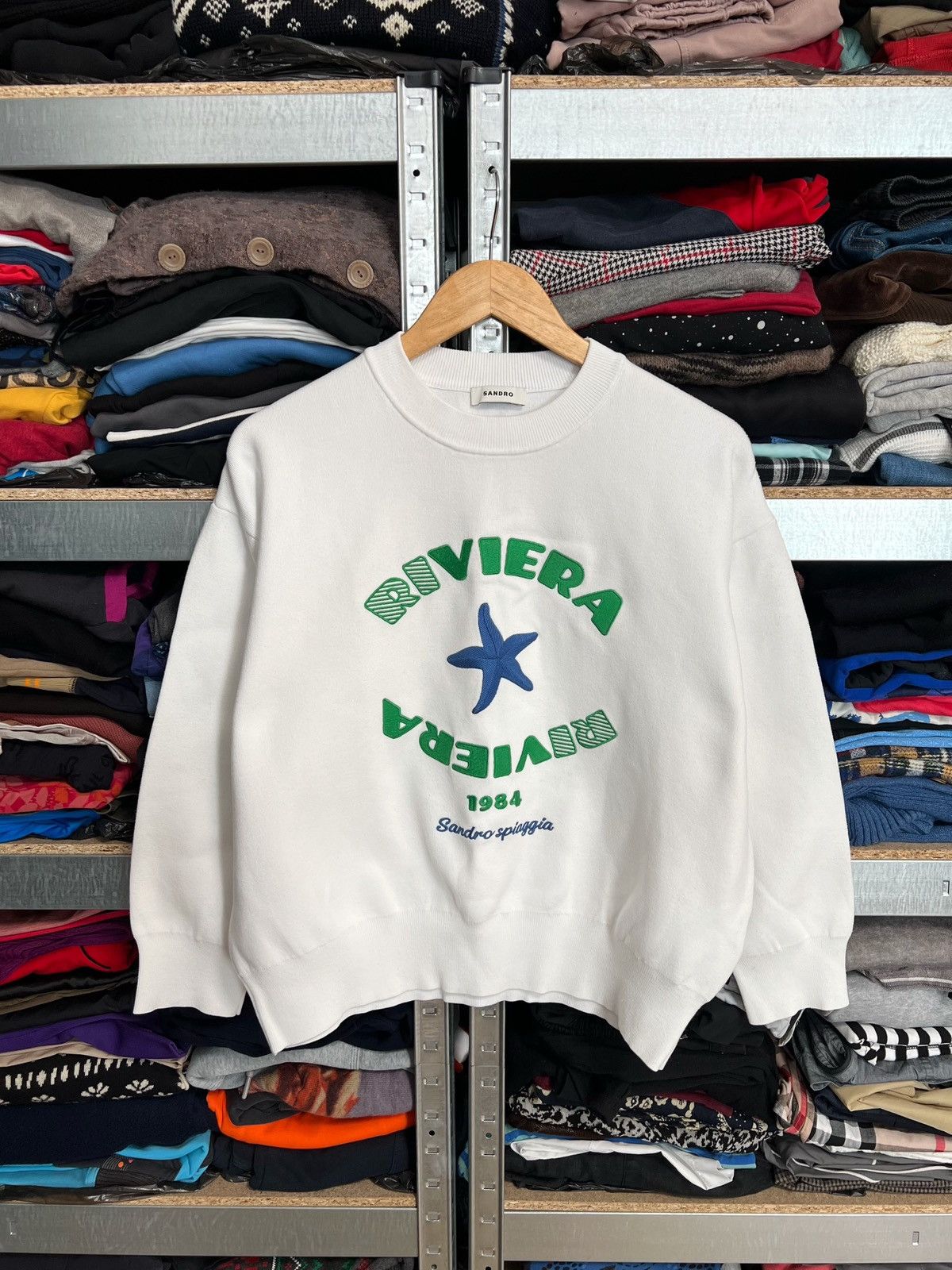 Sandro Sandro Riviera Sweatshirt Pullover Embroidered Jumper Sz M Size M / US 6-8 / IT 42-44 - 1 Thumbnail
