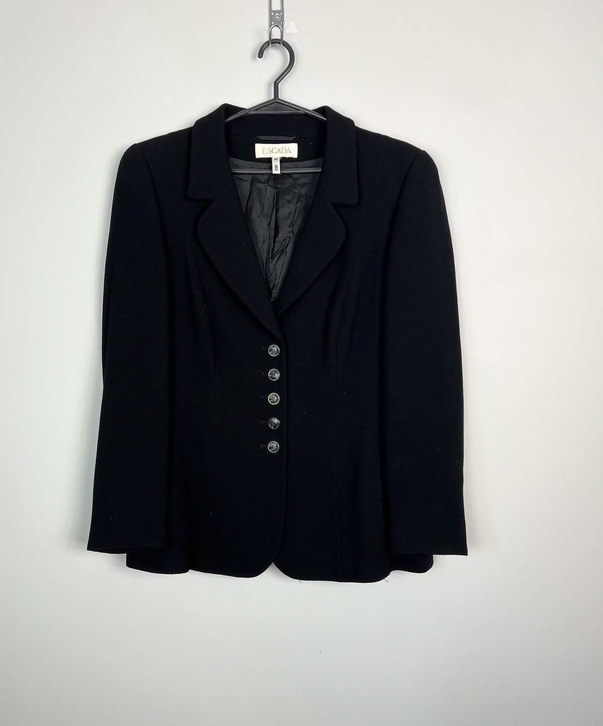 Escada Blazer Escada 100% Pure New Wool Black Logo Buttons Size L / US 10 / IT 46 - 1 Thumbnail
