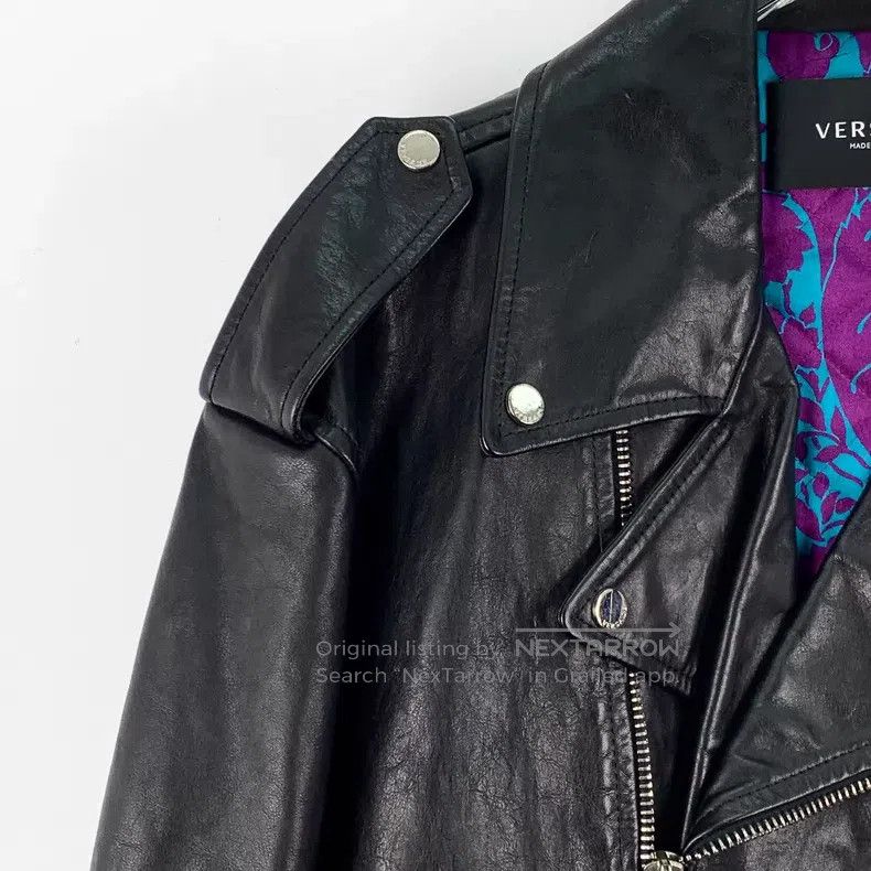 Versace Versace Black distressed leather biker jacket Size US M / EU 48-50 / 2 - 3 Thumbnail