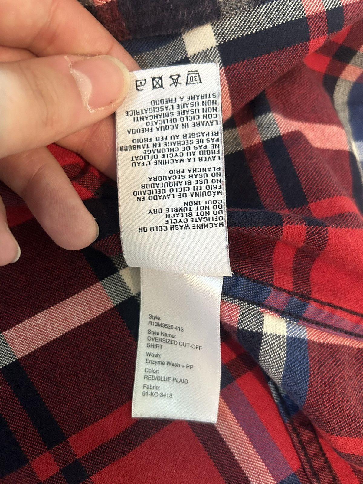 R13 Oversized Cut Off Flannel Size US S / EU 44-46 / 1 - 6 Thumbnail