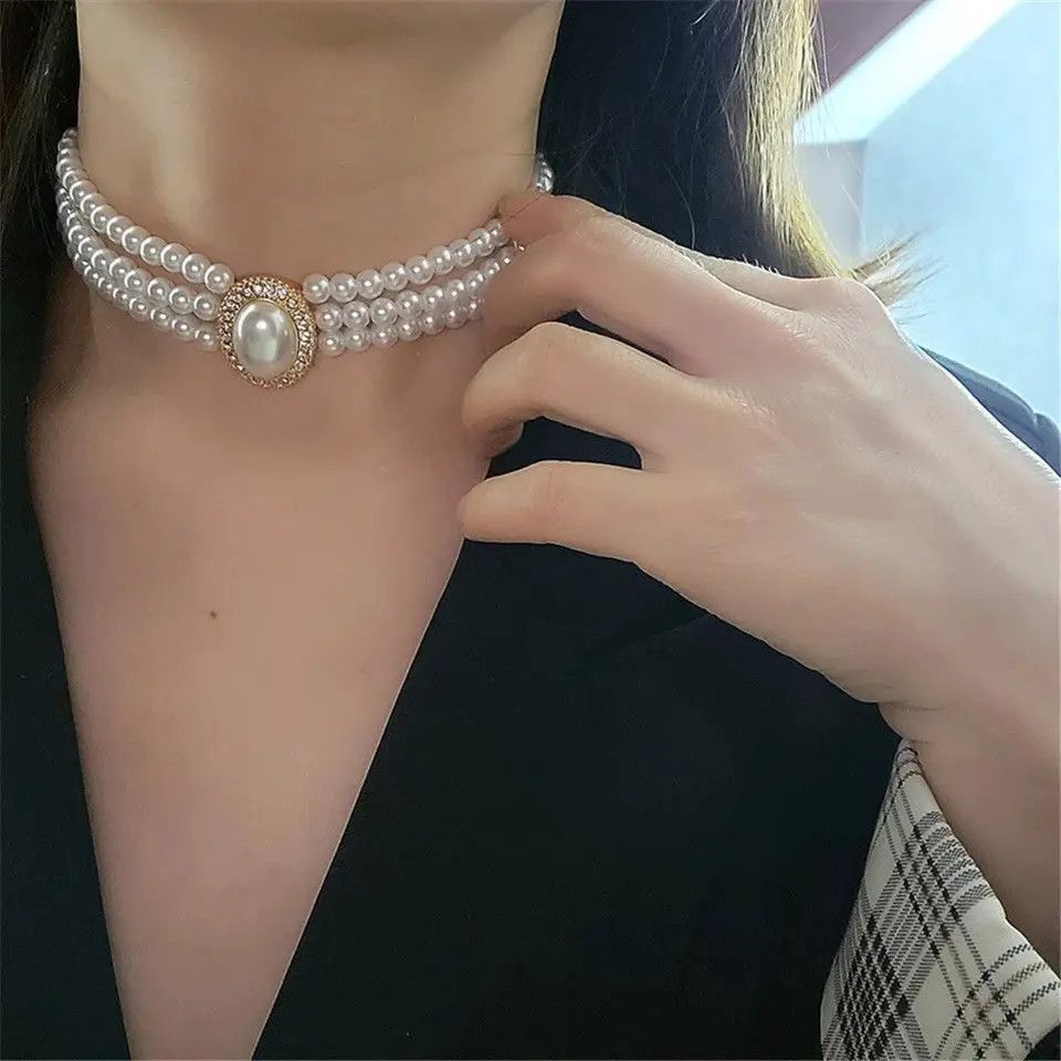 Jewelry Three-layer Pearl Choker Necklace Size ONE SIZE - 2 Thumbnail