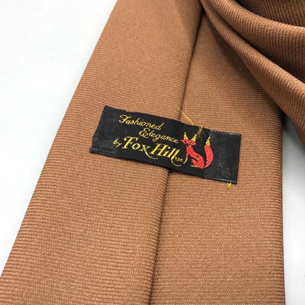Vintage Fox Hill Polyester Tie Necktie Wide 3.5" Tan Men's Tie Size ONE SIZE - 2 Thumbnail