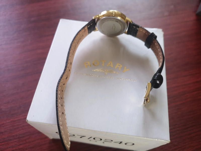 Designer Rotary gold dial black leather strap watch Size ONE SIZE - 6 Thumbnail