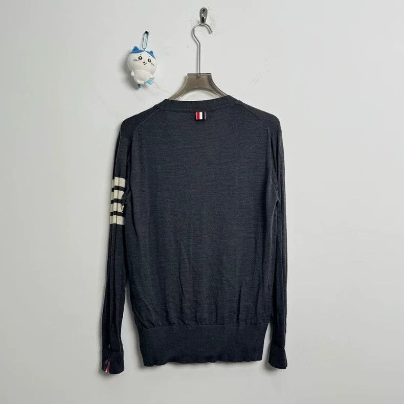 Thom Browne THOM BROWNE Grey 4-stripe Wool Cardigan 2502-Nextarrow Size US L / EU 52-54 / 3 - 3 Thumbnail