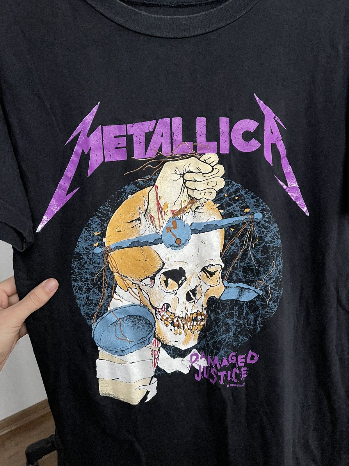 Band Tees 1988 Metallica Damaged Justice Hammer Vintage Band T-Shirt Size US L / EU 52-54 / 3 - 4 Thumbnail