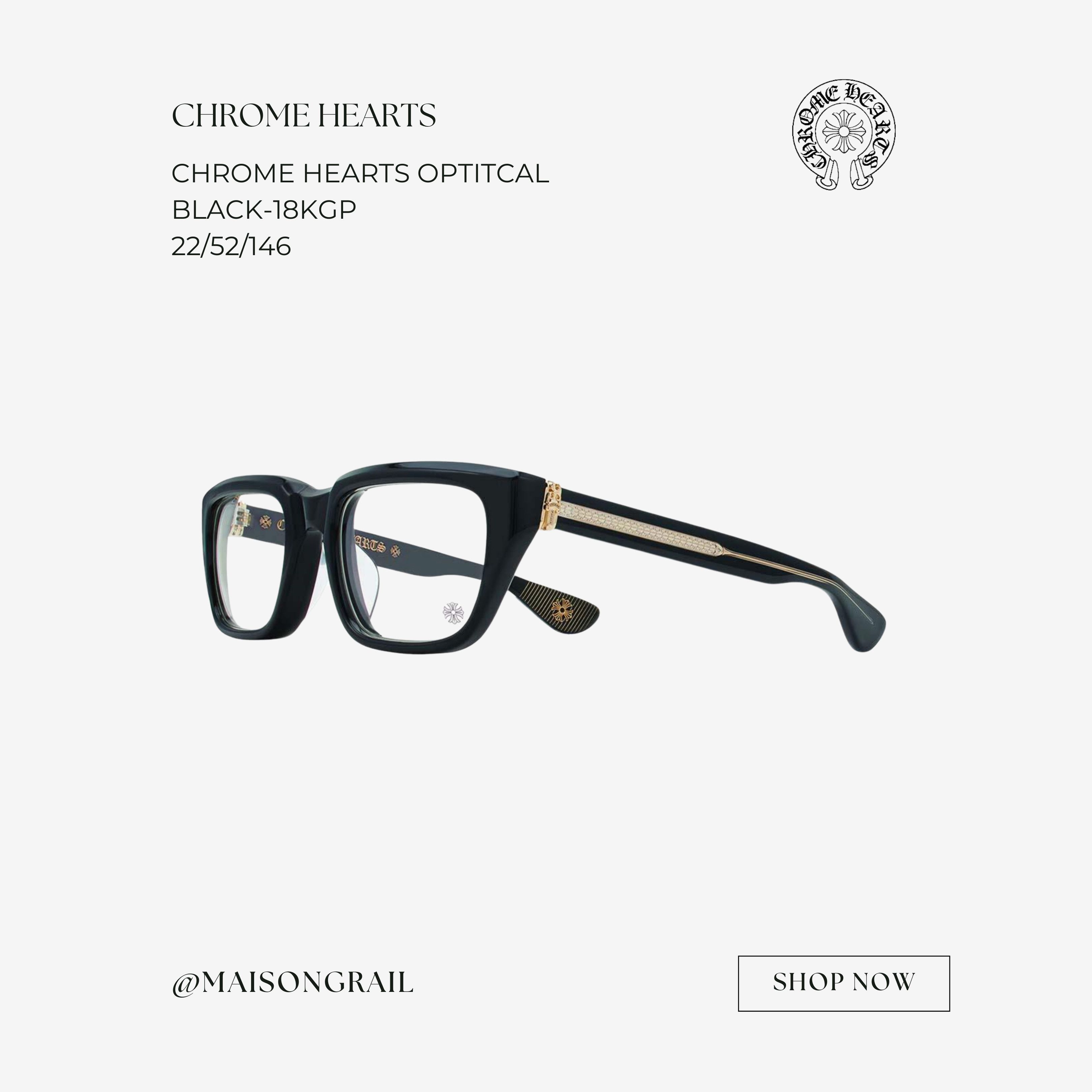 Chrome Hearts CHROME HEARTS OPTITCAL BLACK-18KGP SUNGLASSES Size ONE SIZE - 1 Thumbnail