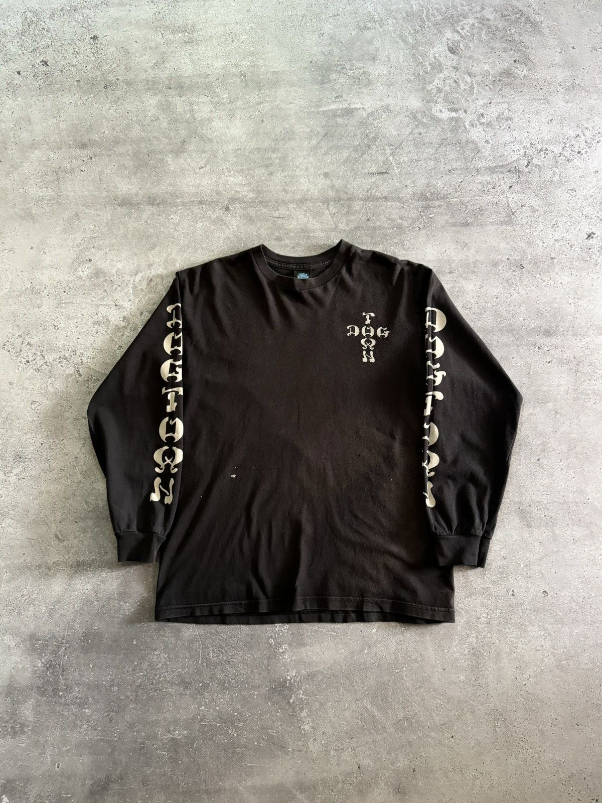 image of Vintage 90's Dogtown Skateboards Usa Faded Long Sleeve in Black/White, Men's (Size Medium)