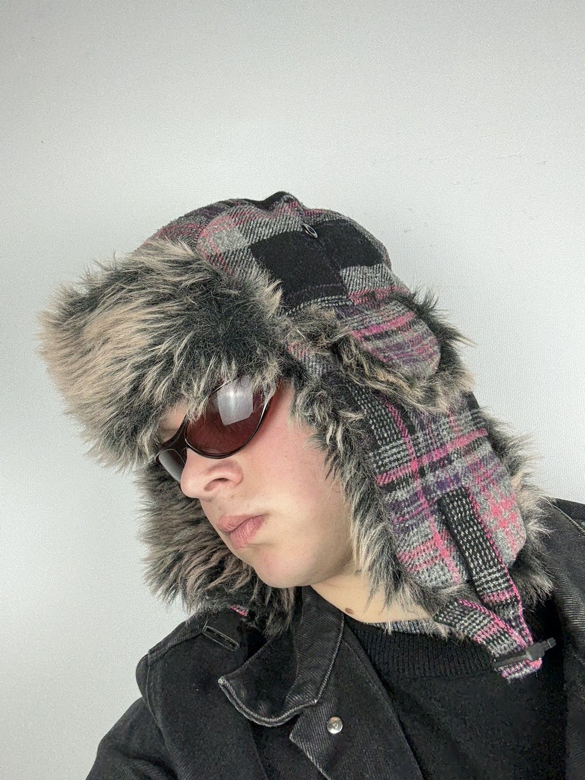 Japanese Brand Y2K Vintage Fuzzy Hat Mohair knit Ushanka Trapper hat retro Size ONE SIZE - 1 Thumbnail