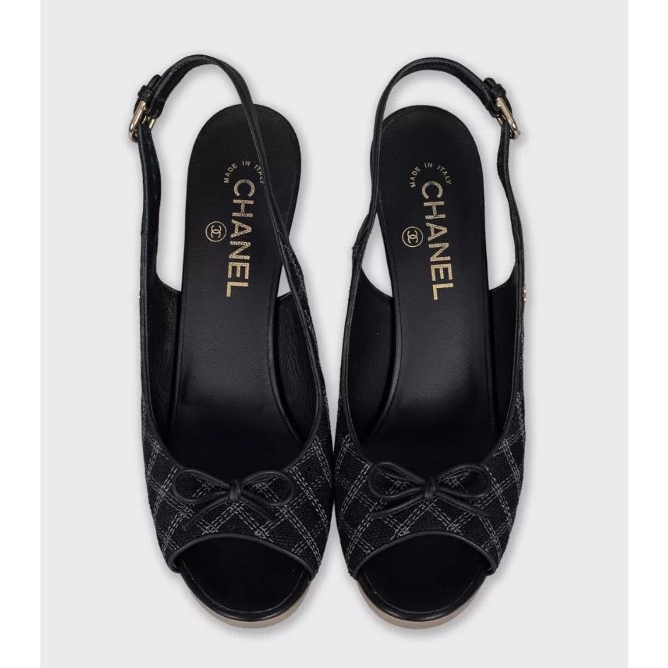 Chanel Chanel Black Textile Slingbacks Size 39.5 Size US 8.5 / IT 38.5 - 2 Thumbnail