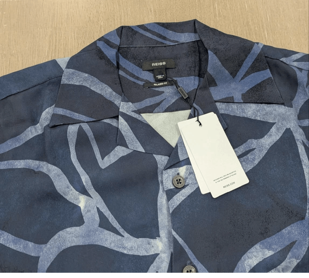 Reiss REISS "Jerry" Printed Resort Shirt Indigo Blue Medium Size US M / EU 48-50 / 2 - 2 Thumbnail