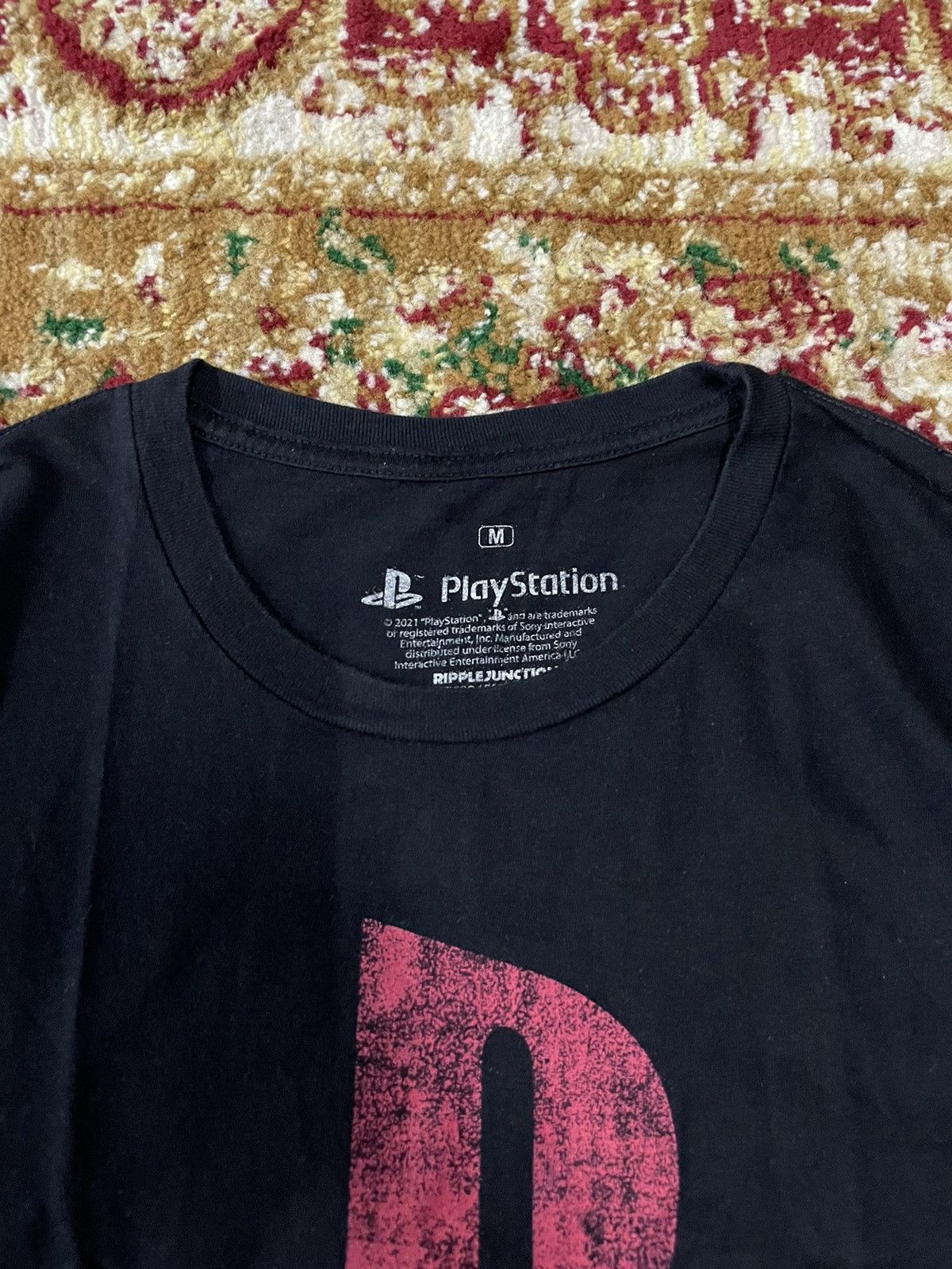 Ripple Junction Black PlayStation retro logo men's t-shirt. Size US M / EU 48-50 / 2 - 4 Thumbnail