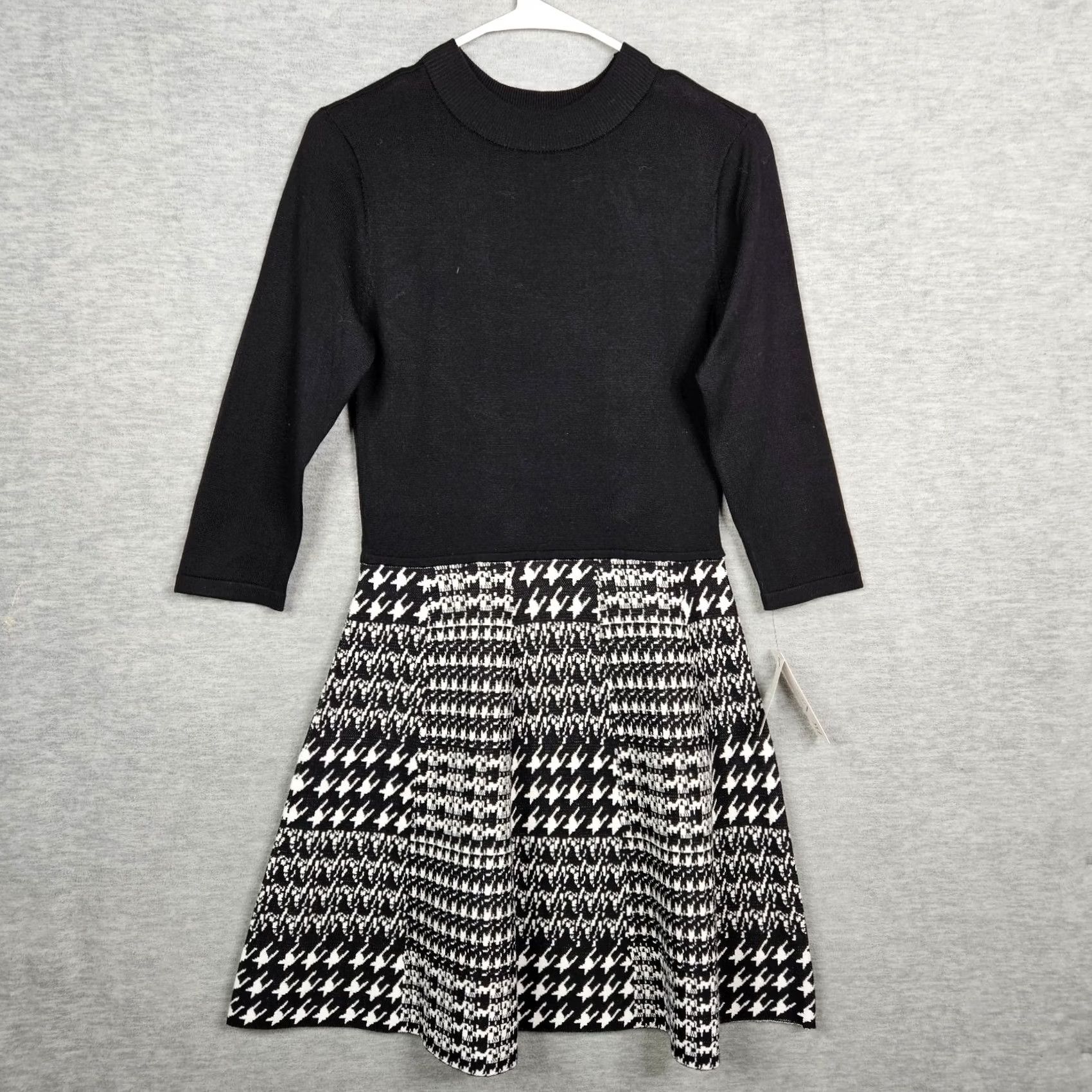 Vintage BCX Juniors Women’s Career Sweater Dress M Black Crew Neck Long Sleeve Casual New Dress Above the knee Womens Size M / US 6-8 / IT 42-44 - 2 Thumbnail