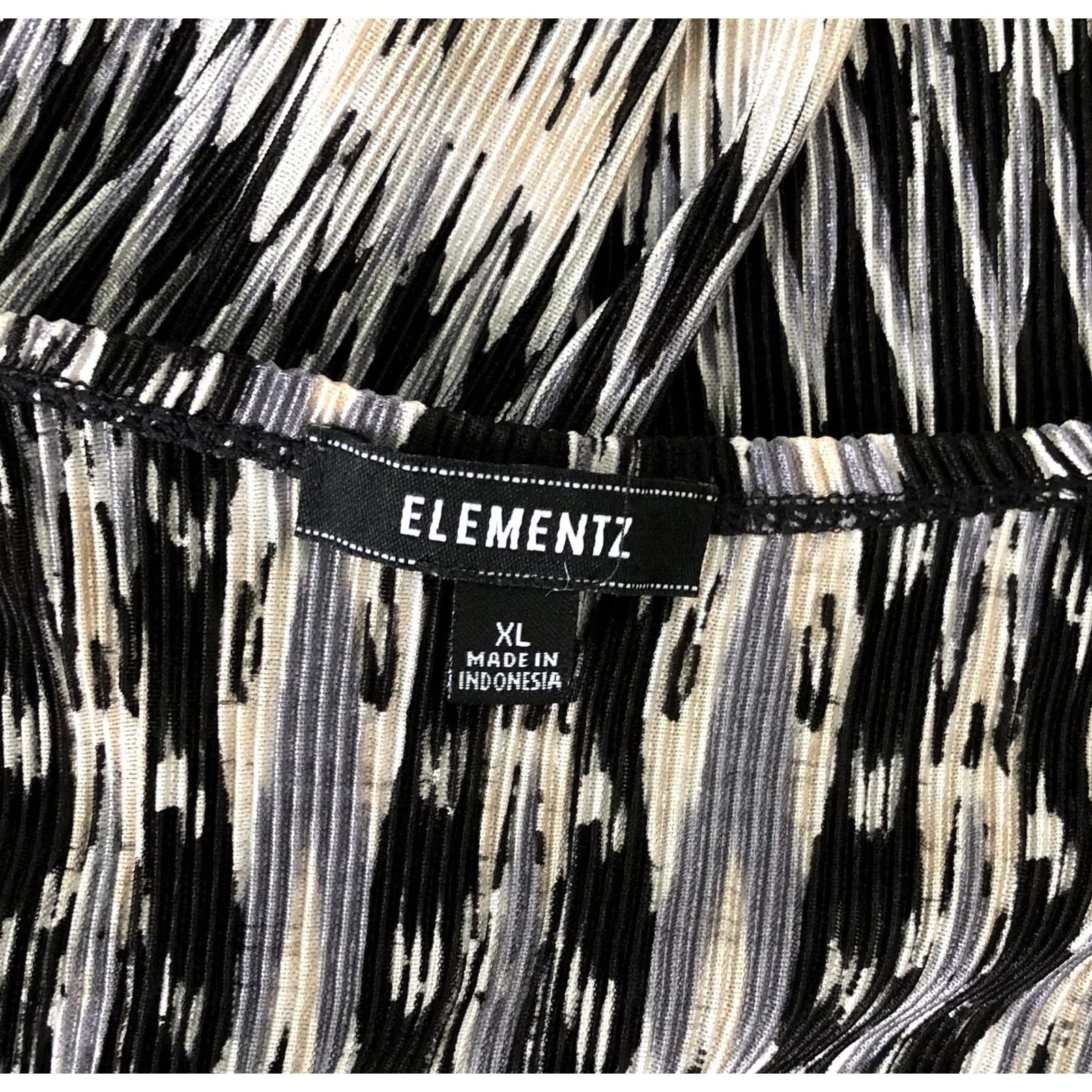 Element VINTAGE Elementz Tunic Blouse Shirt Geometric Beaded Pleated Ruffles Short Sleeve XL Gray Womens Bohemian 90s Y2K Size XL / US 12-14 / IT 48-50 - 4 Thumbnail