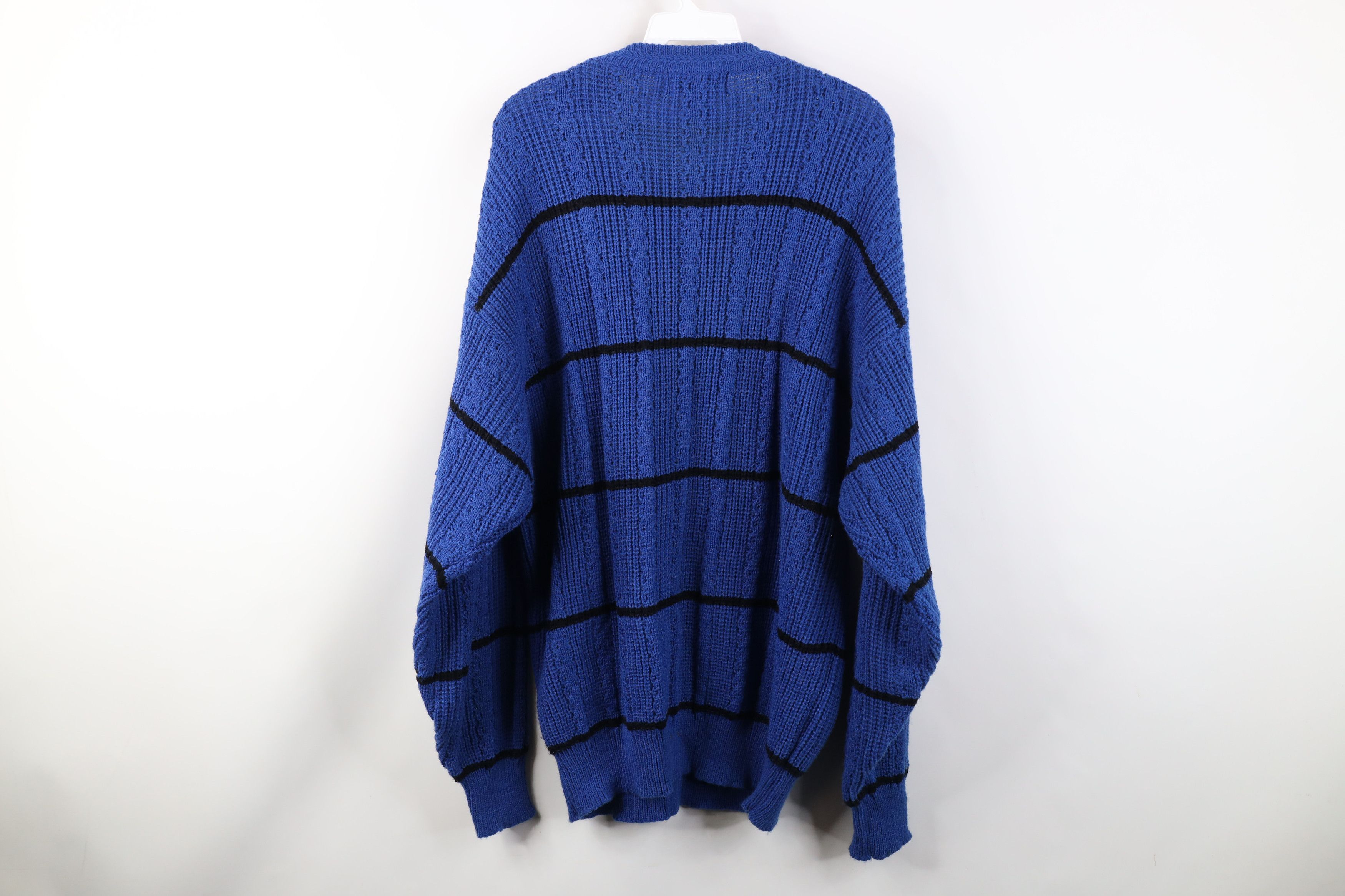 Vintage Vintage 90s Streetwear Ribbed Chunky Cable Knit Sweater Blue Size US L / EU 52-54 / 3 - 8 Thumbnail