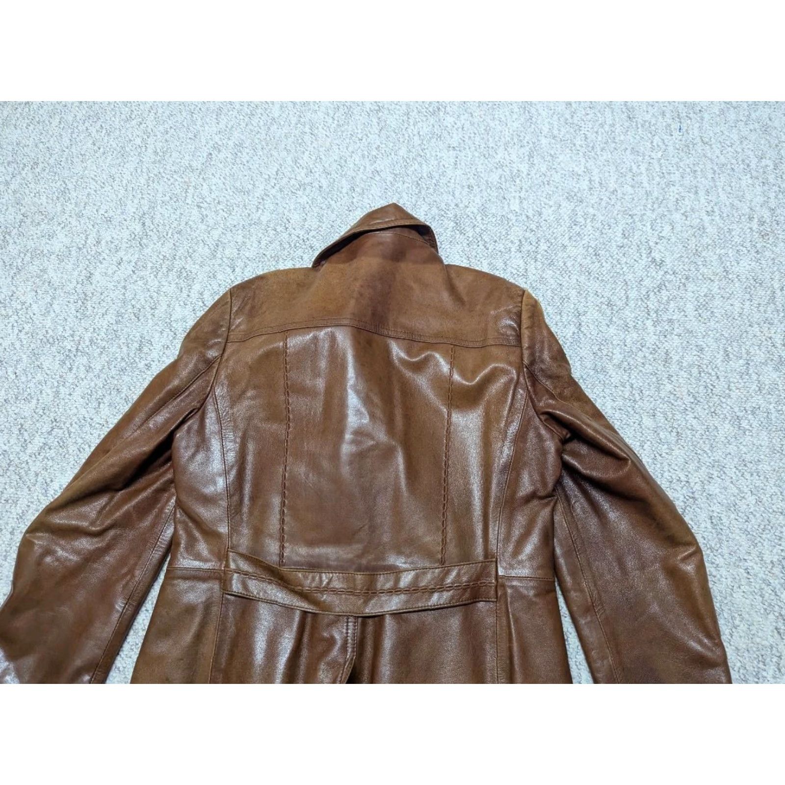 Vintage VINTAGE brown leather overcoat Mens 40 long SHERLOCK cortefiel Furmans Lambskin? Size US M / EU 48-50 / 2 - 3 Thumbnail
