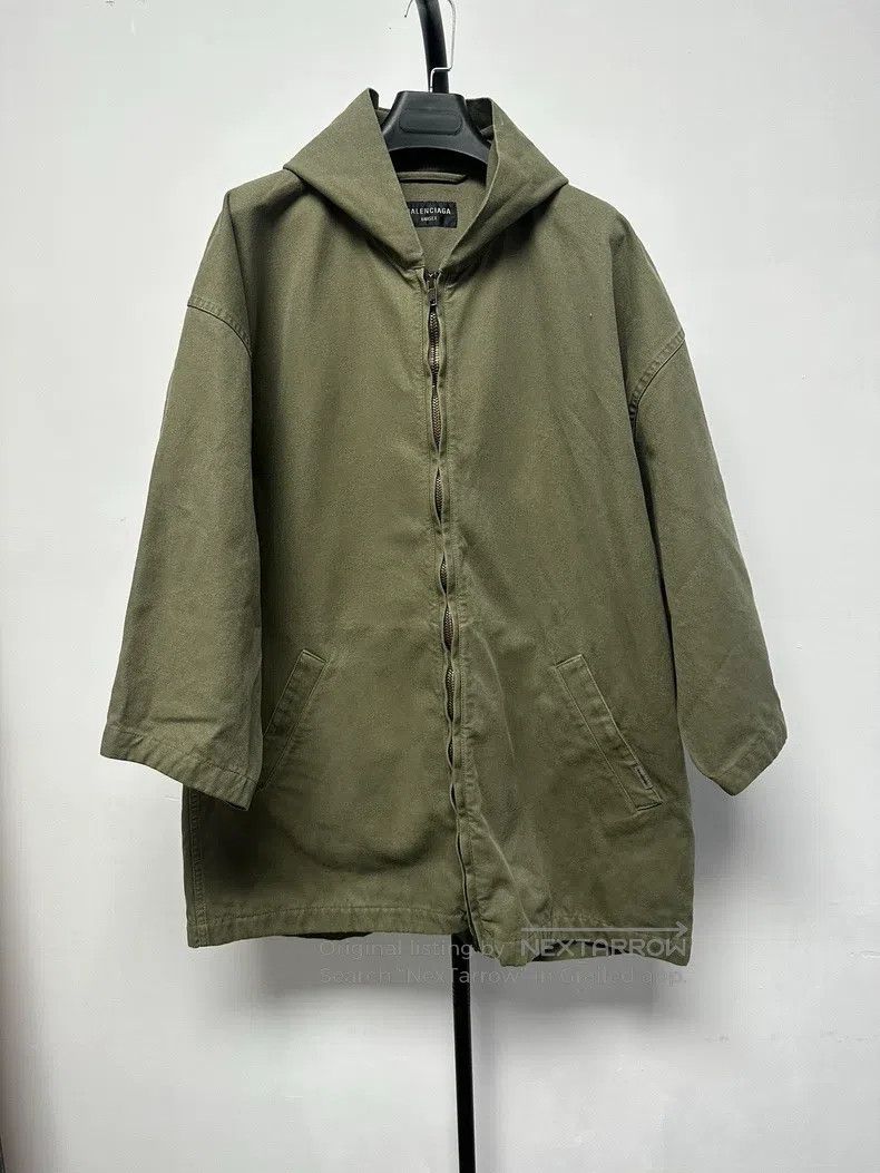 Balenciaga Balenciaga Solid Color Hooded Zip-Up Jacket Size US XS / EU 42 / 0 - 1 Thumbnail