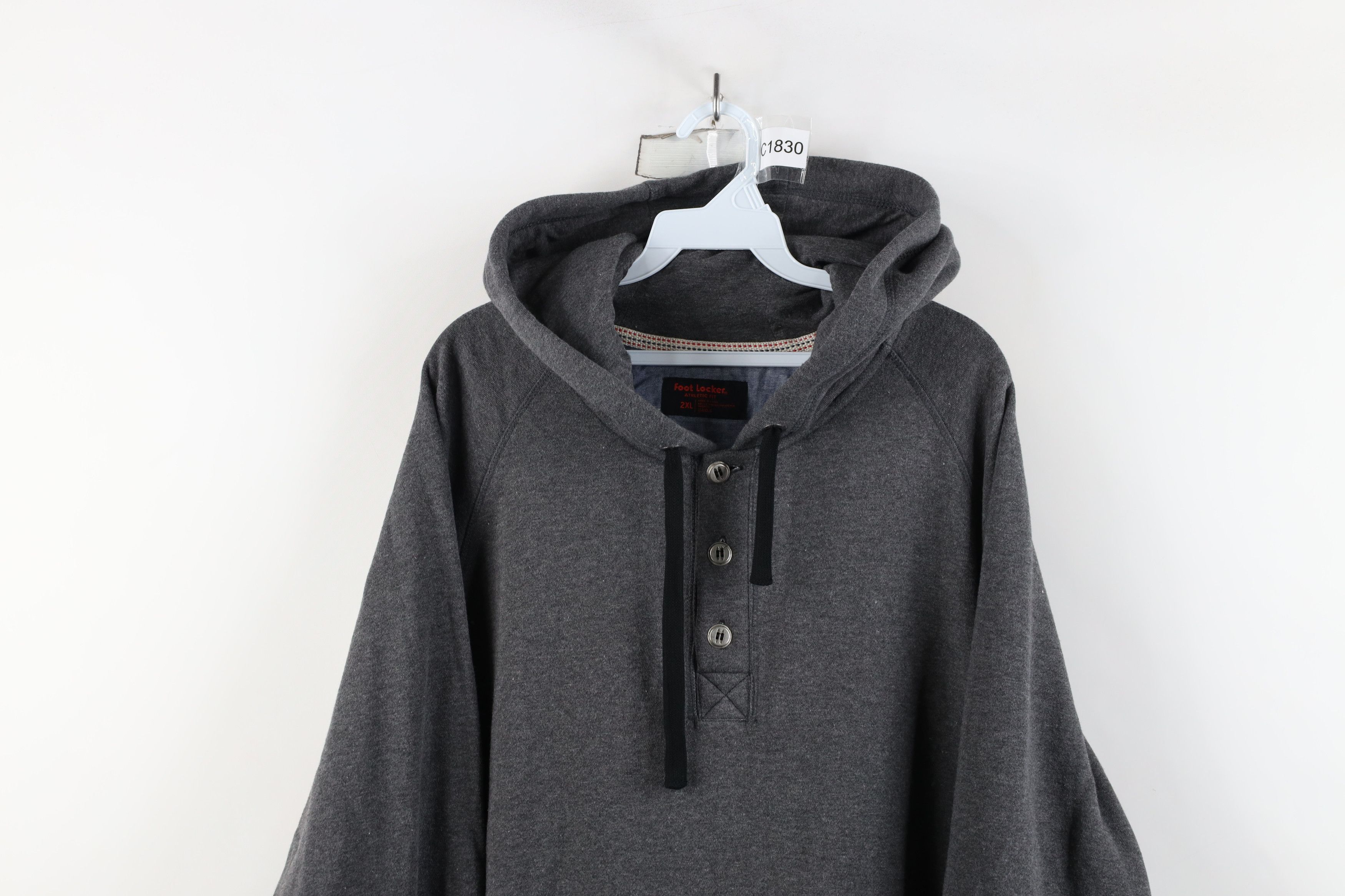 Vintage Vintage 90s Y2K Streetwear Henley Hoodie Sweatshirt Gray Size US XXL / EU 58 / 5 - 2 Thumbnail
