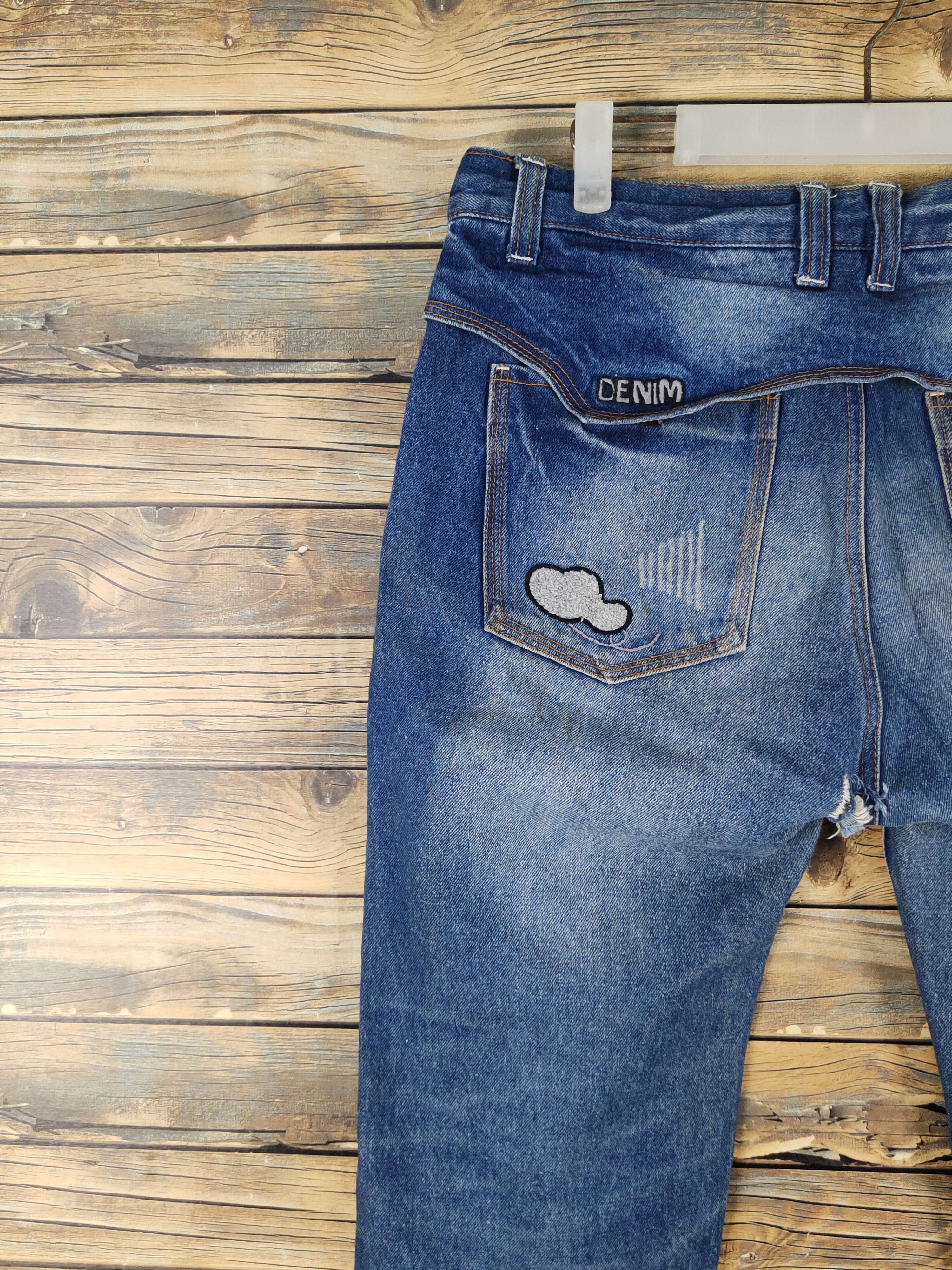 Japanese Brand Japan skull Blue Distressed Ripped denim Jeans #W1306 Size 33" - 11 Thumbnail
