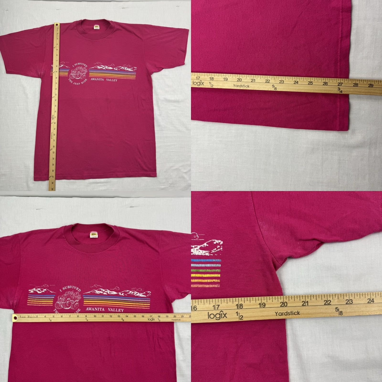 Velva Sheen VINTAGE Velva Sheen Rainbow T Shirt Adult Large 1980s Awanita Valley Jeep Ride Pink Mens Size US L / EU 52-54 / 3 - 8 Thumbnail
