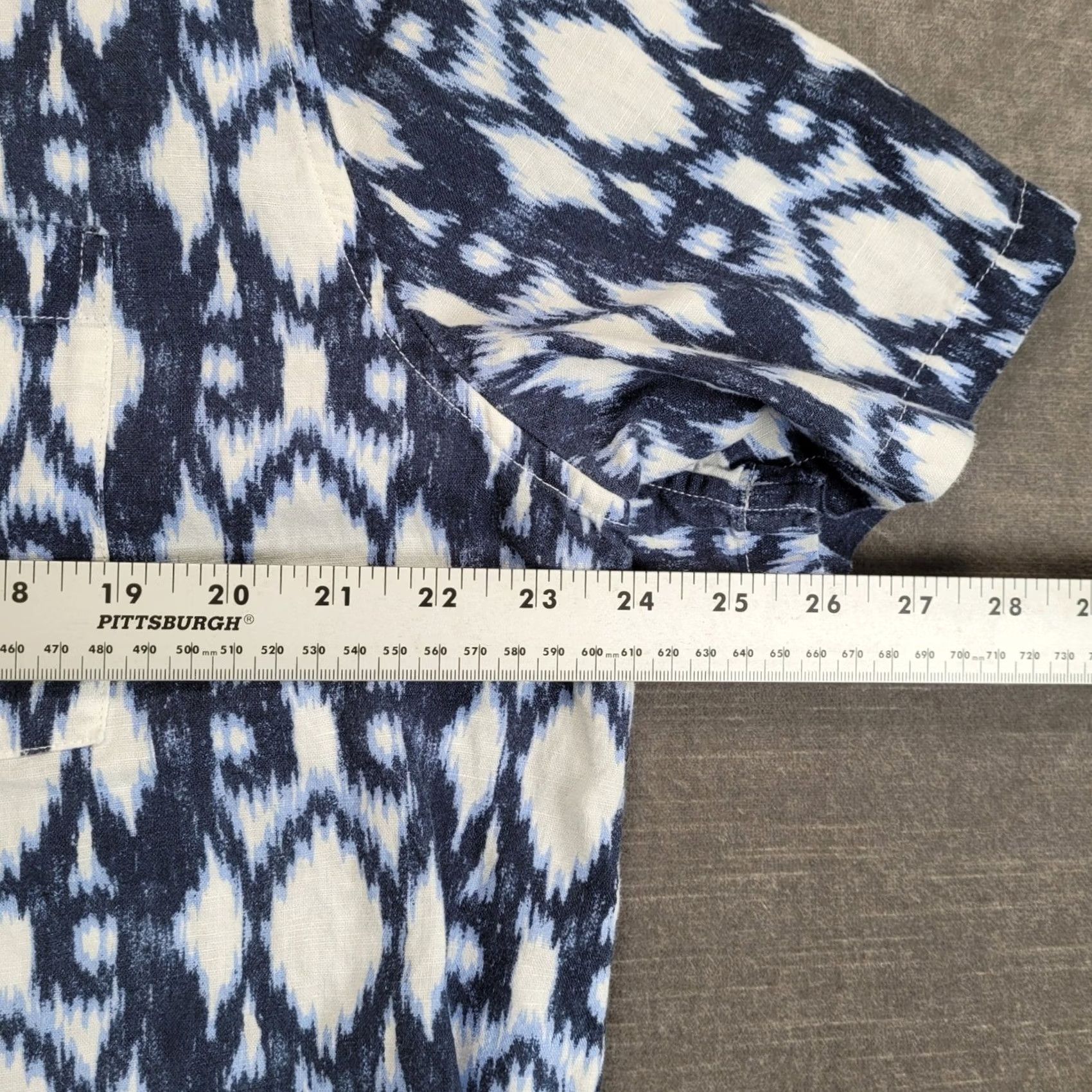 Gap GAP Mens L Linen Blend Short Sleeve Button Up Shirt Indigo Ikat Print Size US L / EU 52-54 / 3 - 3 Thumbnail