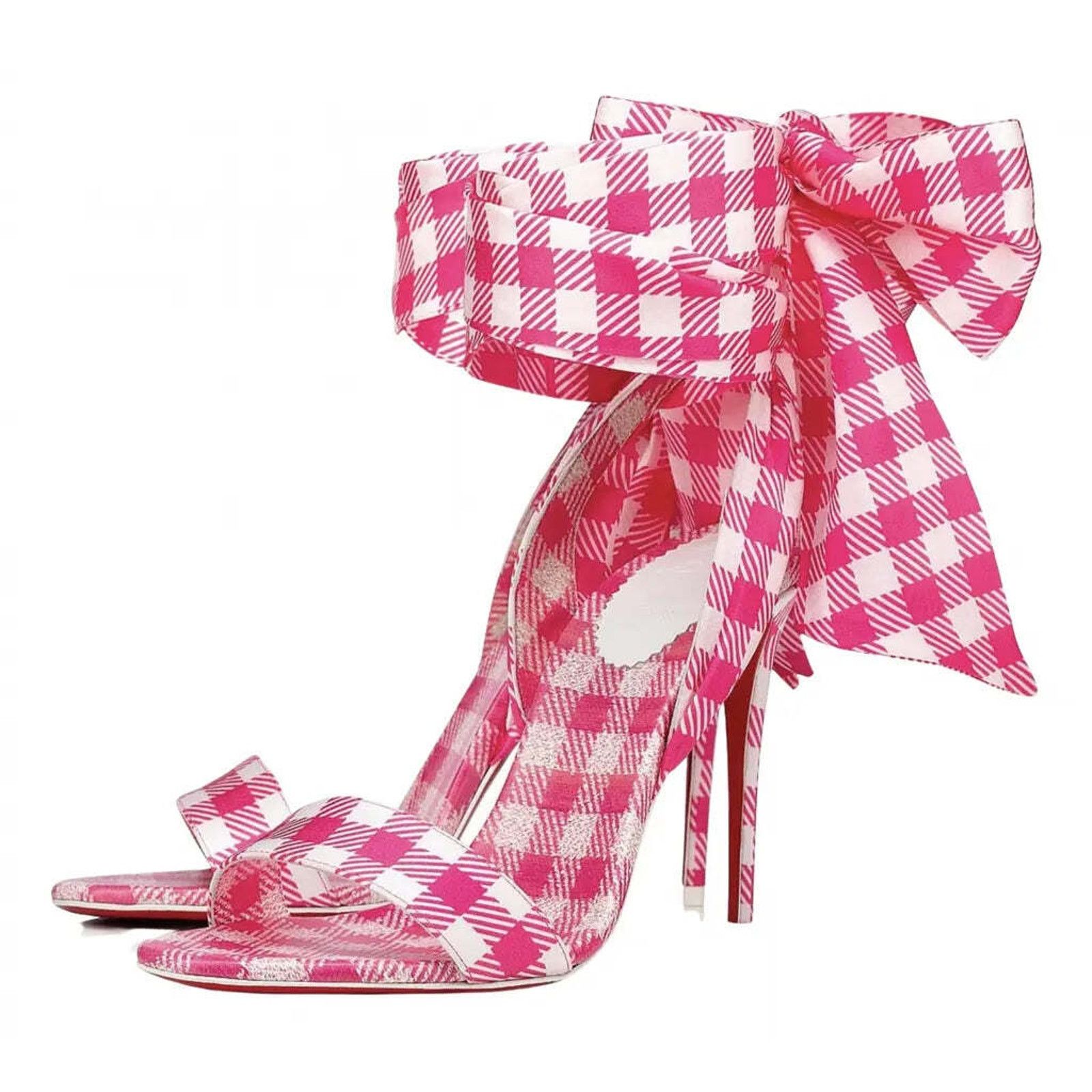 Christian Louboutin Sandale Du Desert 100 Pink White Lace Up Sandal Heel Pump 40 Size US 10 / IT 40 - 1 Thumbnail