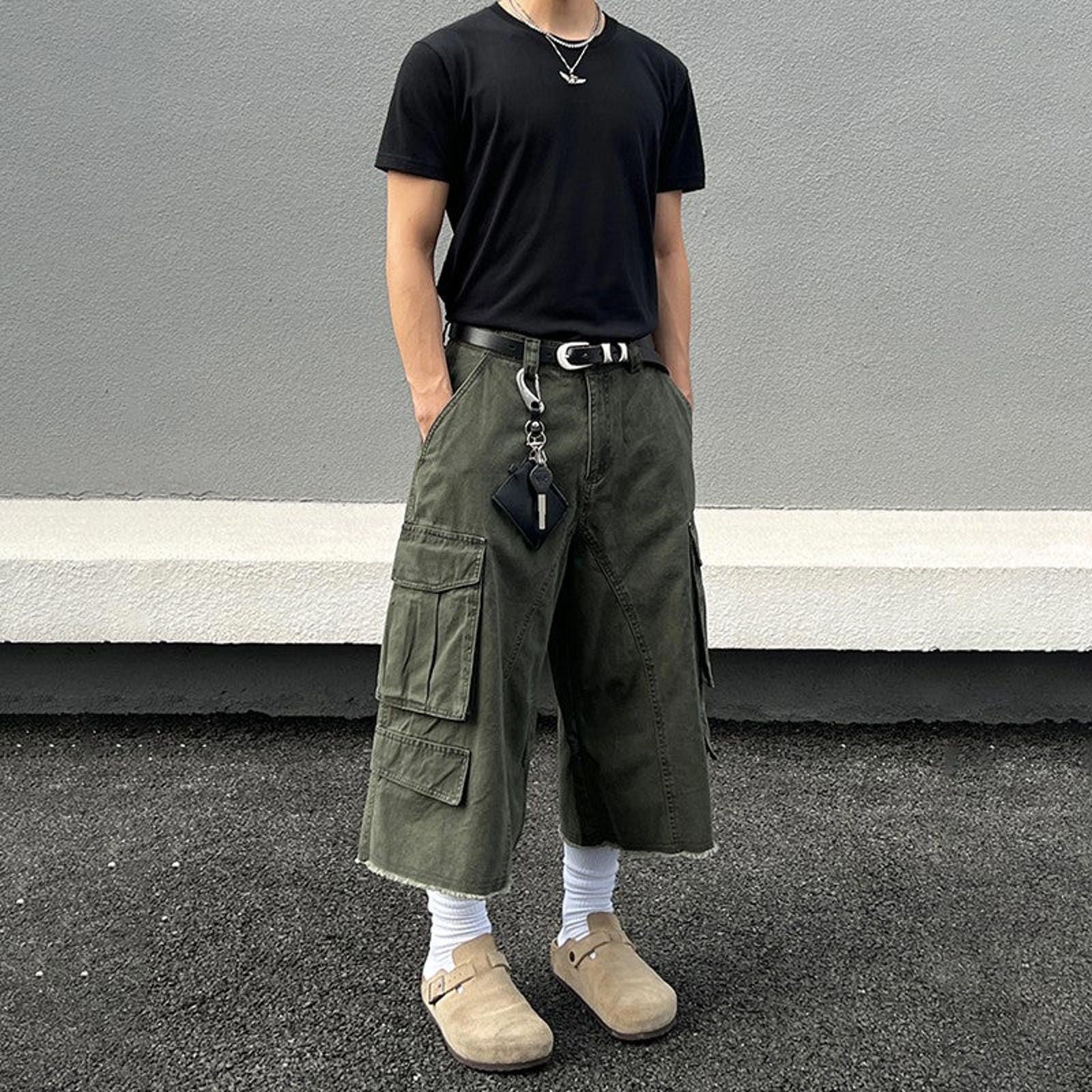 Other Olive Green Multi Pocket Cargo Wide Long Shorts / Jorts Size US 30 / EU 46 - 4 Thumbnail