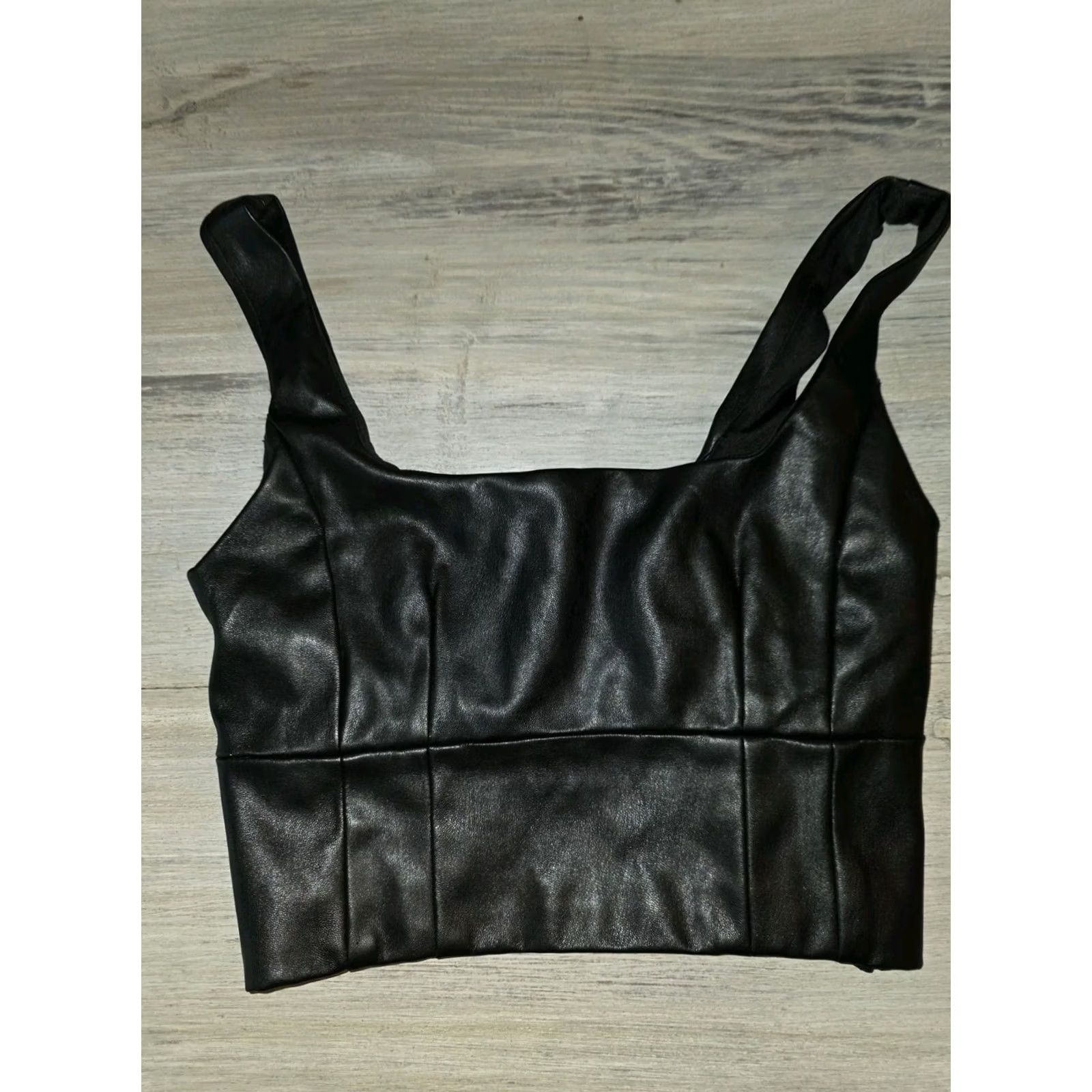 Forever 21 Forever 21 Faux Leather Crop Top Tank Sleeveless Brown M Medium Black Womens Cropped Party Adjustable Strap Stretch Size M / US 6-8 / IT 42-44 - 5 Thumbnail