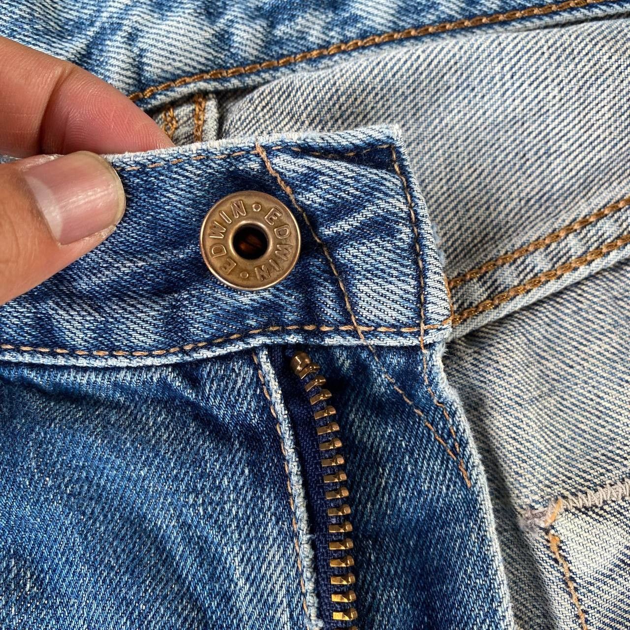 Edwin VTG 90S EDWIN 505 REDLINE GRUNGE BLUEWASH DISTRESSED DENIM Size US 29 - 9 Thumbnail