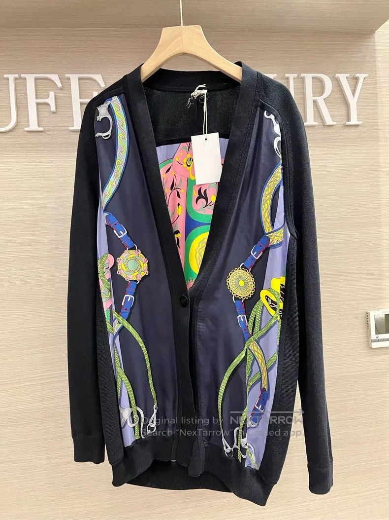 Hermes Hermes Colorful Print Silk Patchwork Cardigan Size XXS / US 00 / IT 34 - 1 Thumbnail