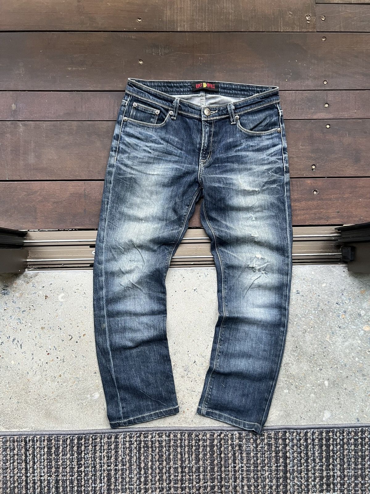 Japanese Brand ONIARAI VINTAGE EMBROIDED DEMON JEANS JAPAN Size US 31 - 2 Thumbnail