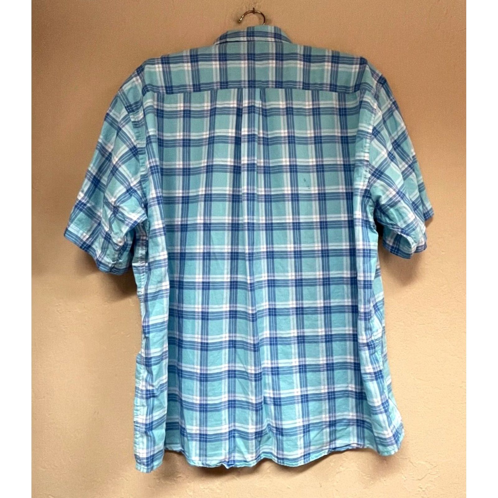 Peter Millar Peter Millar Mens Plaid Shirt Button-Up Short Sleeve XL Blue 100% Cotton Size US XL / EU 56 / 4 - 2 Thumbnail