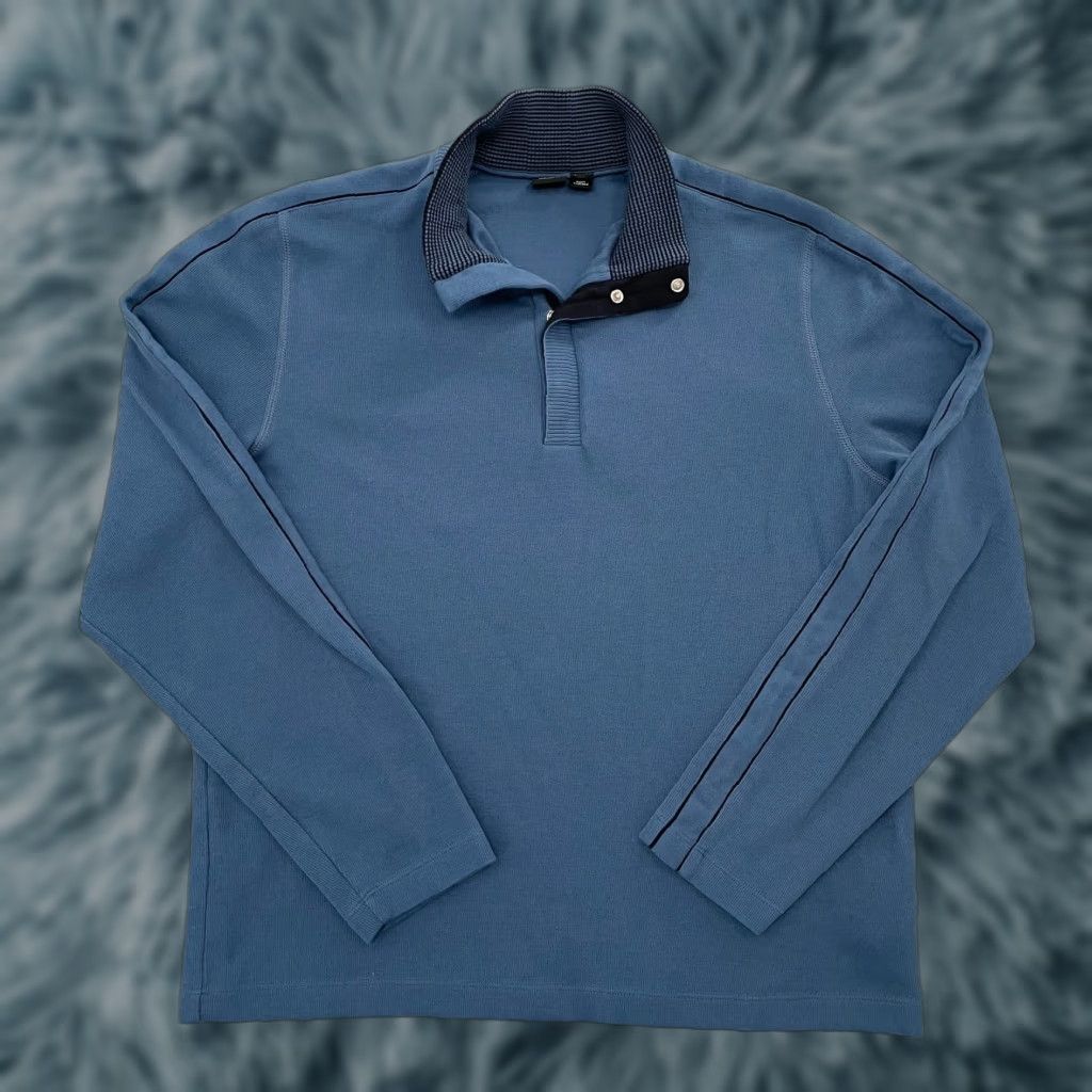Hugo Boss HUGO BOSS Sweater Shirt Pullover Adult XL Blue 1/4 Button Logo Knit Cotton Mens XL Size US XL / EU 56 / 4 - 1 Thumbnail