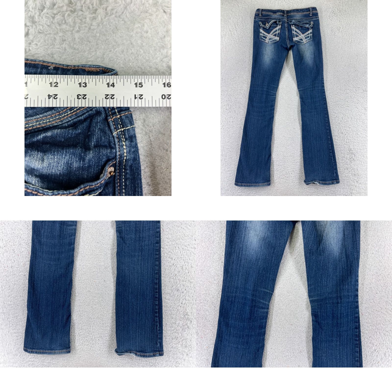 Vintage Rue21 Jeans Womens Bootcut Denim 27x31 Blue Cotton Blend Embroidered 5-Pocket Zip US Regular 27 in Womens Jeans Size 25" / US 0 / IT 36 - 9 Thumbnail