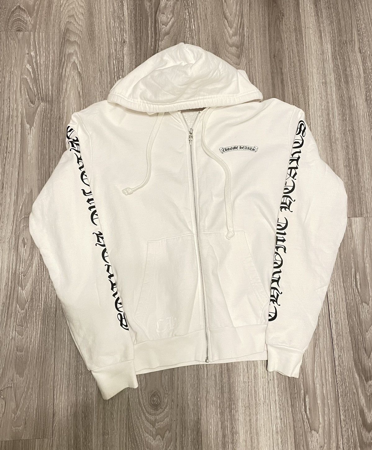 image of Chrome Hearts Scroll Zip Hoodie in White, Men's (Size Small)