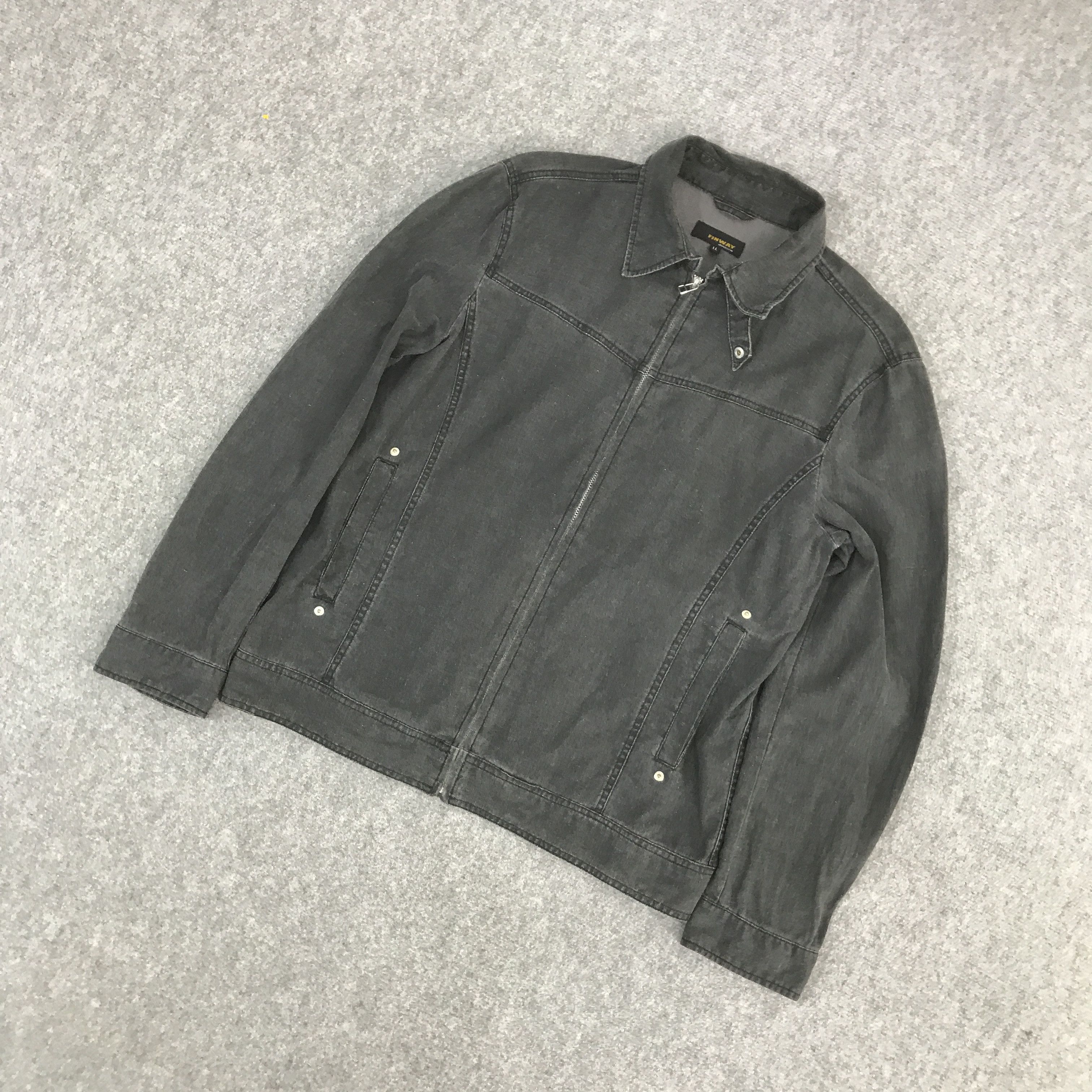 Japanese Brand JAPAN PUNK JACKET BLACK FADED FINWAY ZIPPER JACKET Size US L / EU 52-54 / 3 - 5 Thumbnail