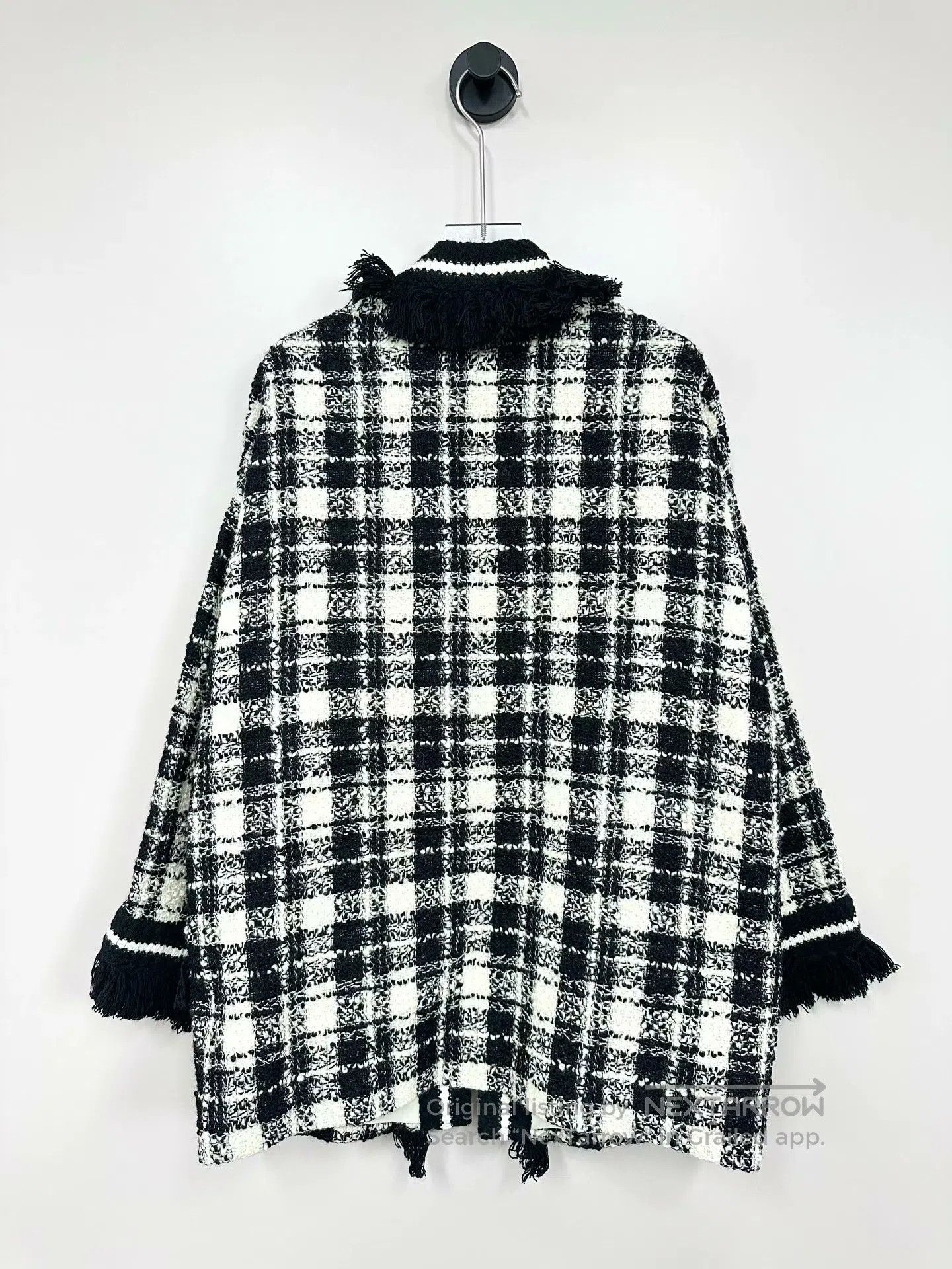 Gucci Guicci Black and White Tweed Check Fringe Jacket| Size XS / US 0-2 / IT 36-38 - 2 Thumbnail