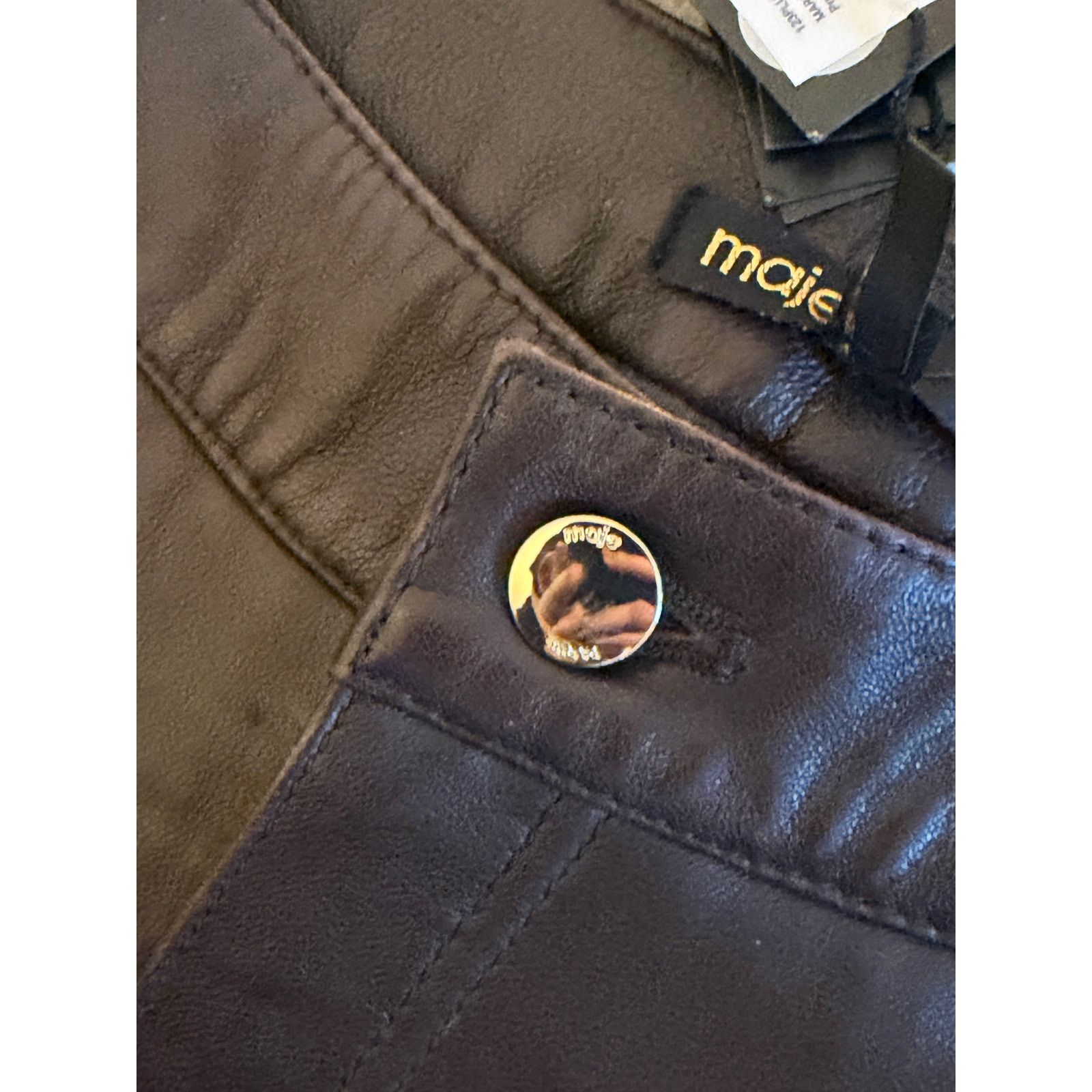 Maje Maje NWT Brown Sheepskin Leather trousers Size 31" - 5 Thumbnail