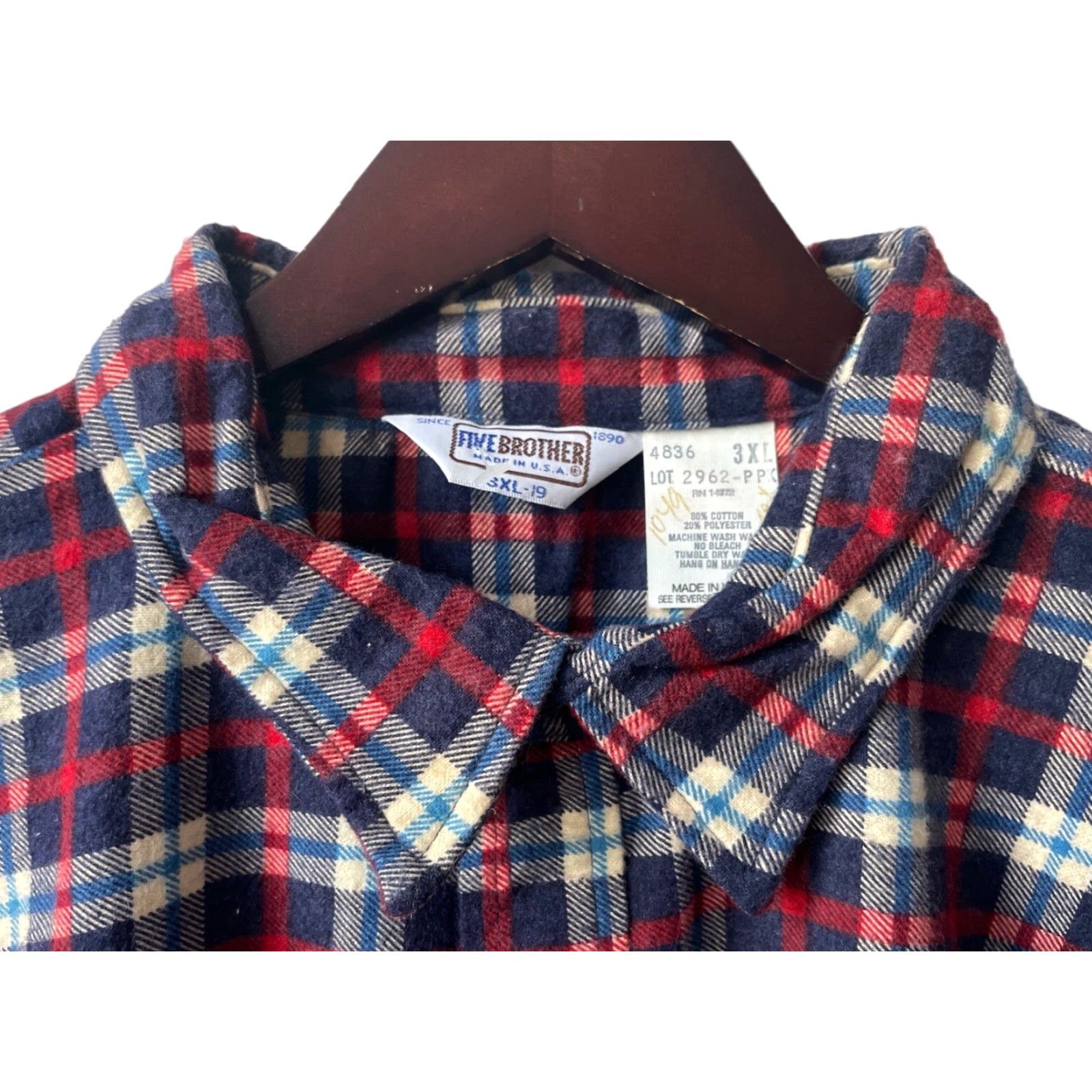 Vintage VINTAGE Five Brother Dakota Plaid Flannel Shirt Mens 3XL Blue USA Deadstock NWT Button-Up Long Sleeve Cotton 80s Size US XXL / EU 58 / 5 - 3 Thumbnail