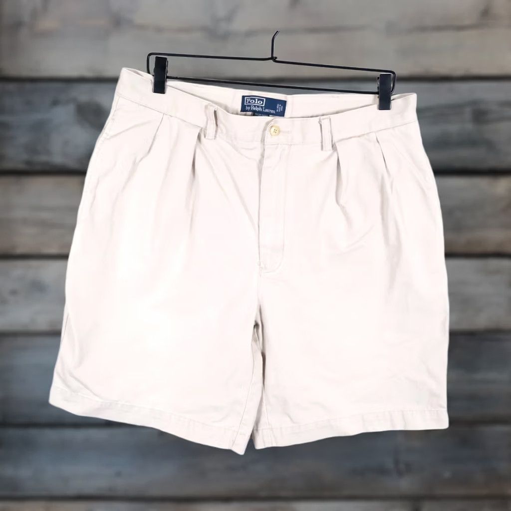 Polo Ralph Lauren Polo Ralph Lauren Pleated Shorts Men 33 X 8 Beige Tyler 100% Cotton (35 Tag) Size US XS / EU 42 / 0 - 1 Thumbnail