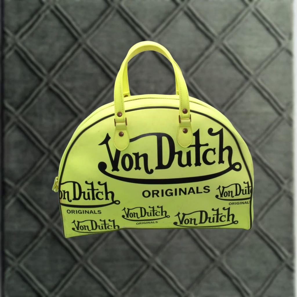 Von Dutch VINTAGE Von Dutch Hand Bag Yellow Satchel/Top Handle Bag Bowling 80s Designer Womens Mini Bag Size ONE SIZE - 1 Thumbnail