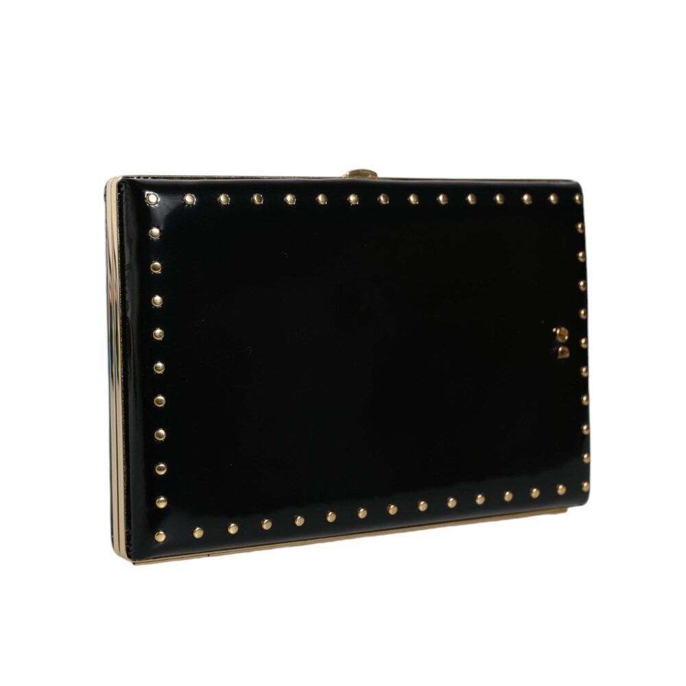 Dolce & Gabbana Dolce & Gabbana Black Leather Studs Gold Frame Clutch Evenin Size ONE SIZE - 2 Thumbnail