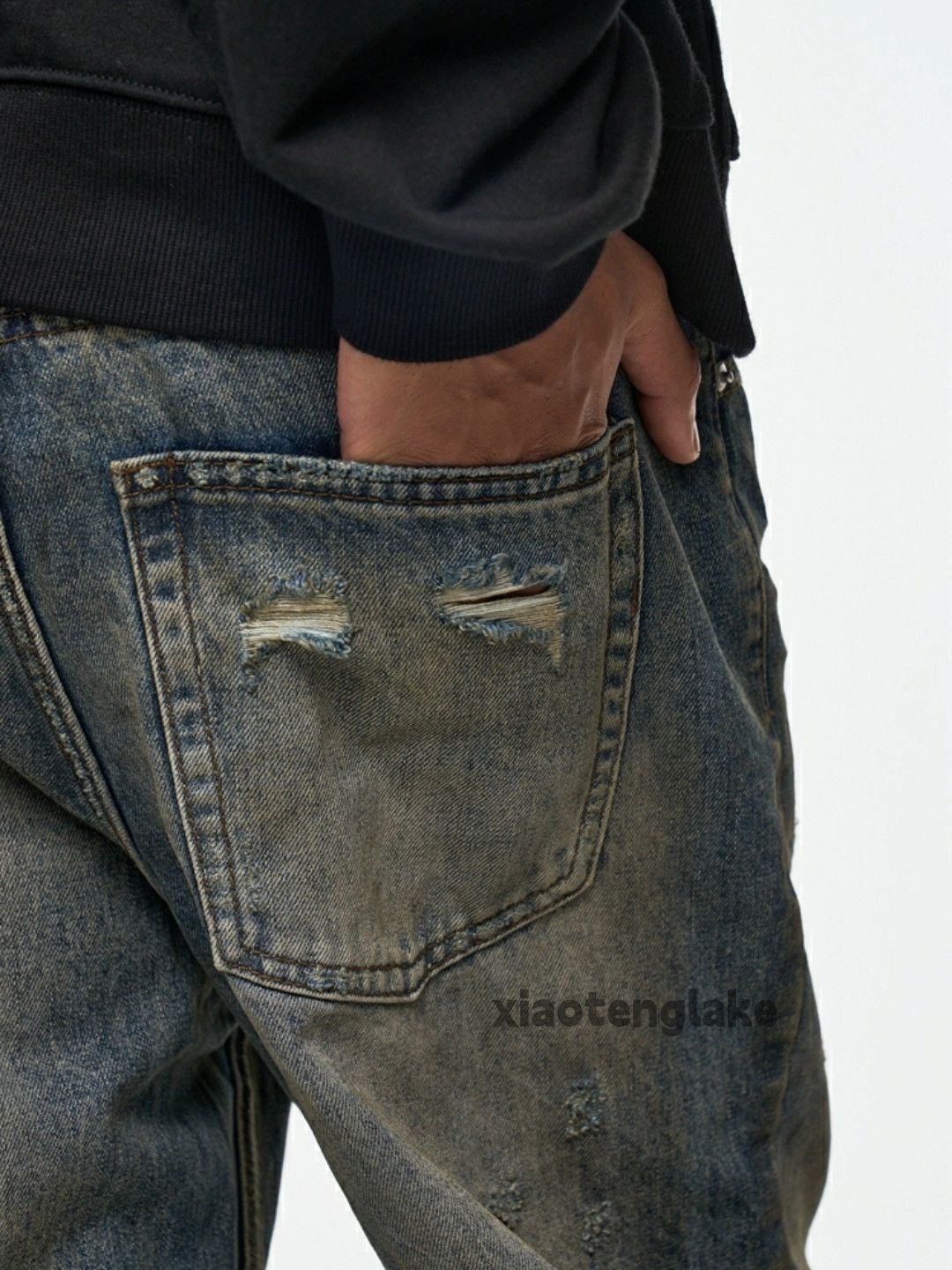 Jean × Vintage washed faded punk grunge rusty stain damaged jeans Size US 30 / EU 46 - 4 Thumbnail