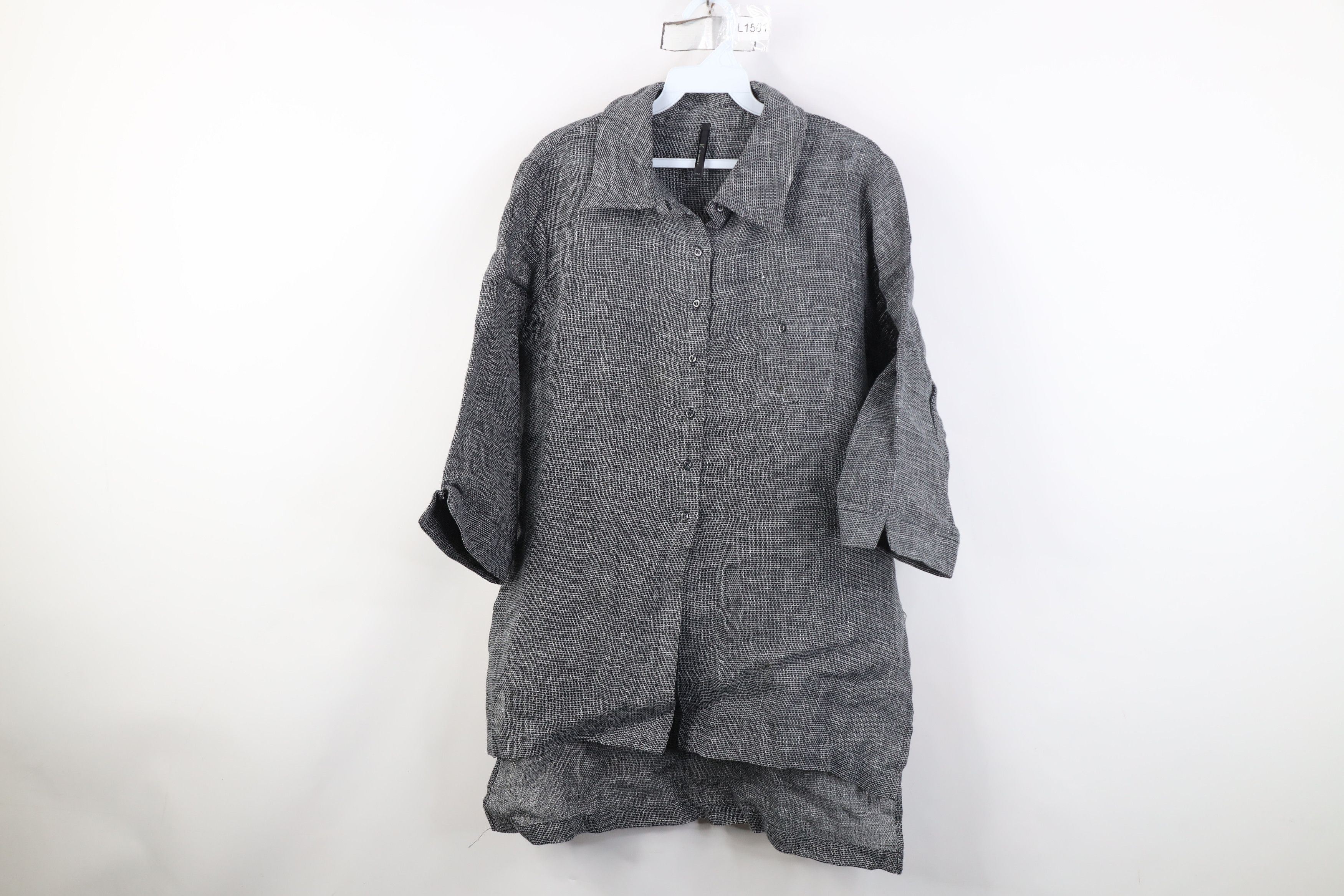 Vintage Vintage 90s Lagenlook Linen Weave Collared Button Shirt USA Size M / US 6-8 / IT 42-44 - 1 Thumbnail