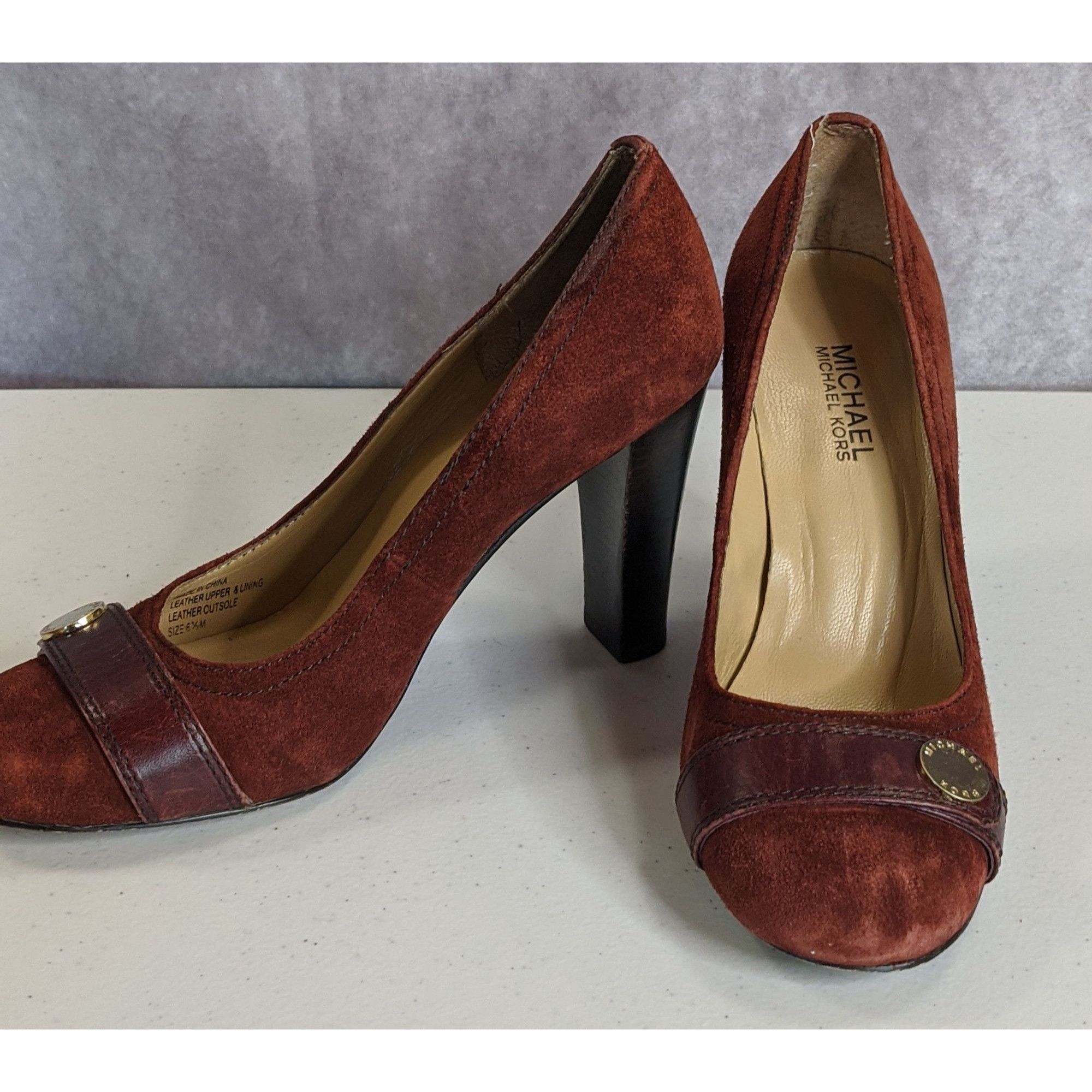 Michael Kors Michael Michael Kors Burnt Sienna Suede Heels With Gold Deta Size US 6.5 / IT 36.5 - 11 Thumbnail