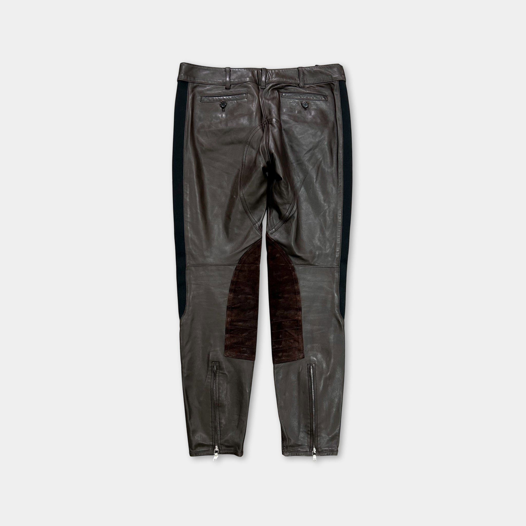 Prada 2000s Prada Brown Motorcycle Leather Pants Size US 30 / EU 46 - 5 Thumbnail