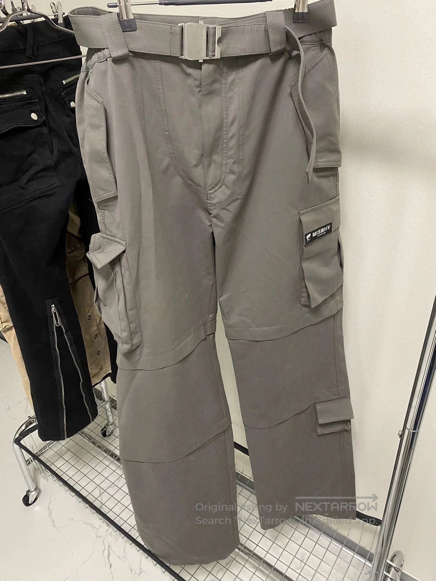 Misbhv Gray Cargo Pants with Belt and Multiple Pockets Size 32. Size US 32 / EU 48 - 1 Thumbnail