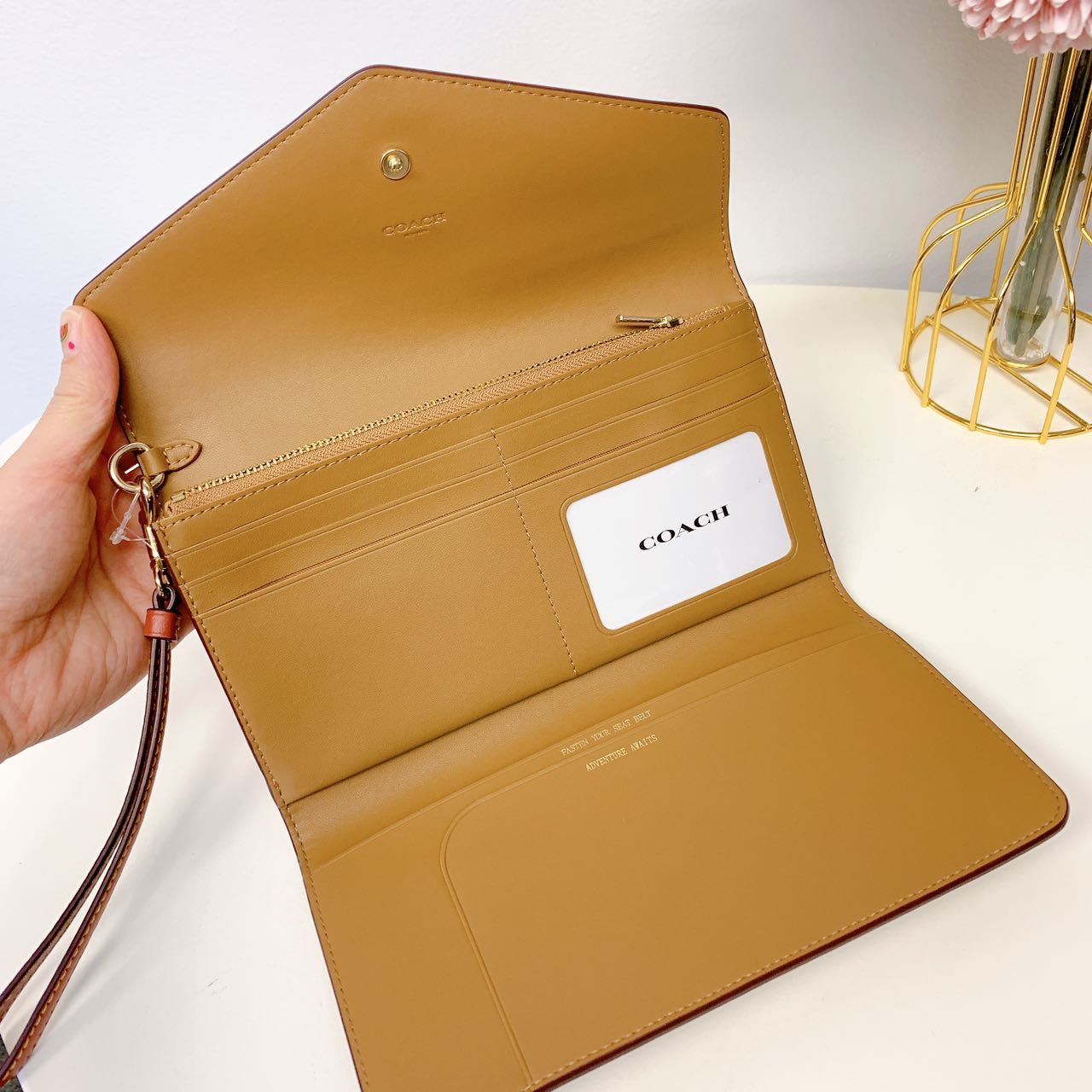 Coach Coach CH524 Travel Envelope Wallet In Signature IN Khaki Size ONE SIZE - 5 Thumbnail
