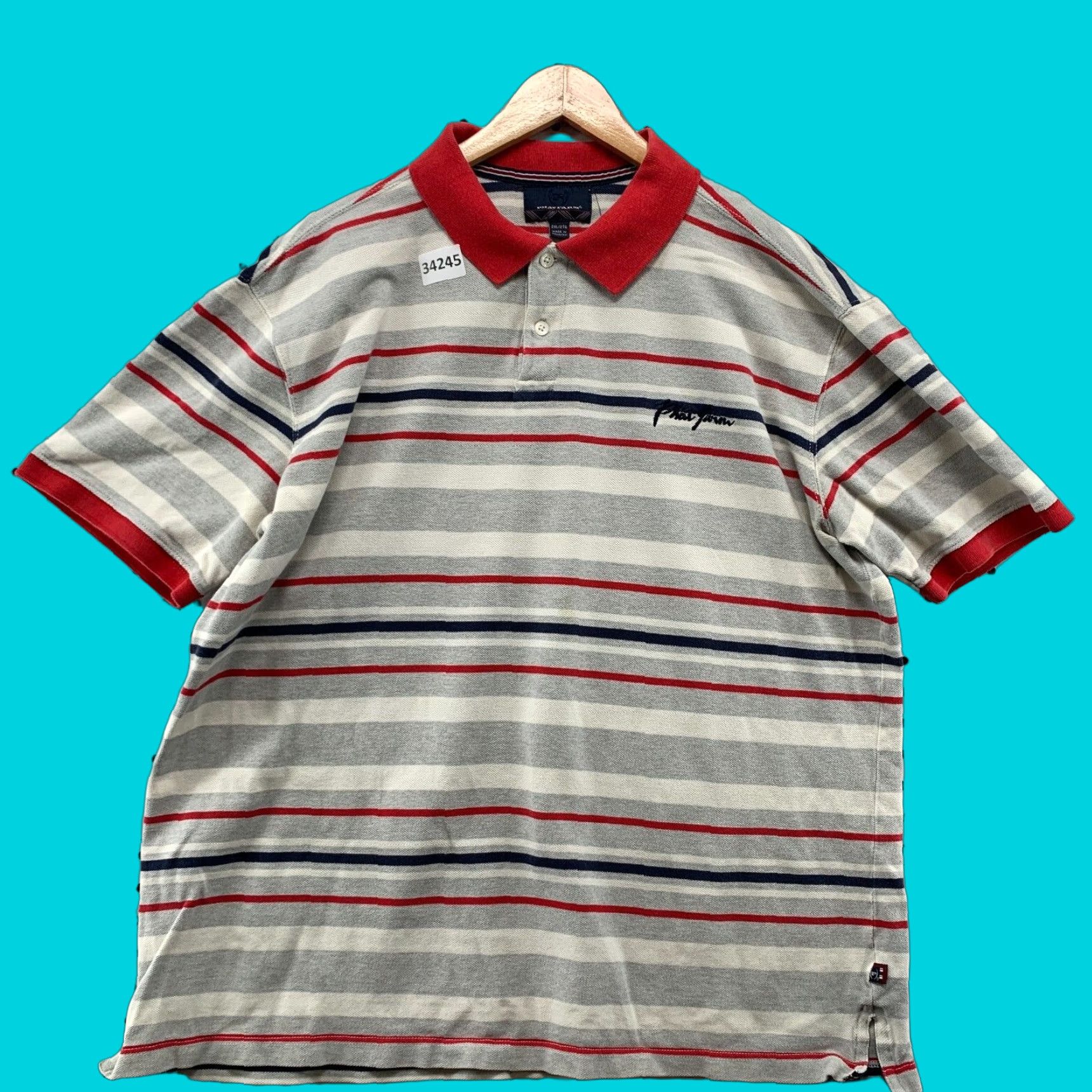 phat farm ラガーシャツ Phat Farm Striped Polo Shirt Mens Sz XL Short Sleeve Baggy
